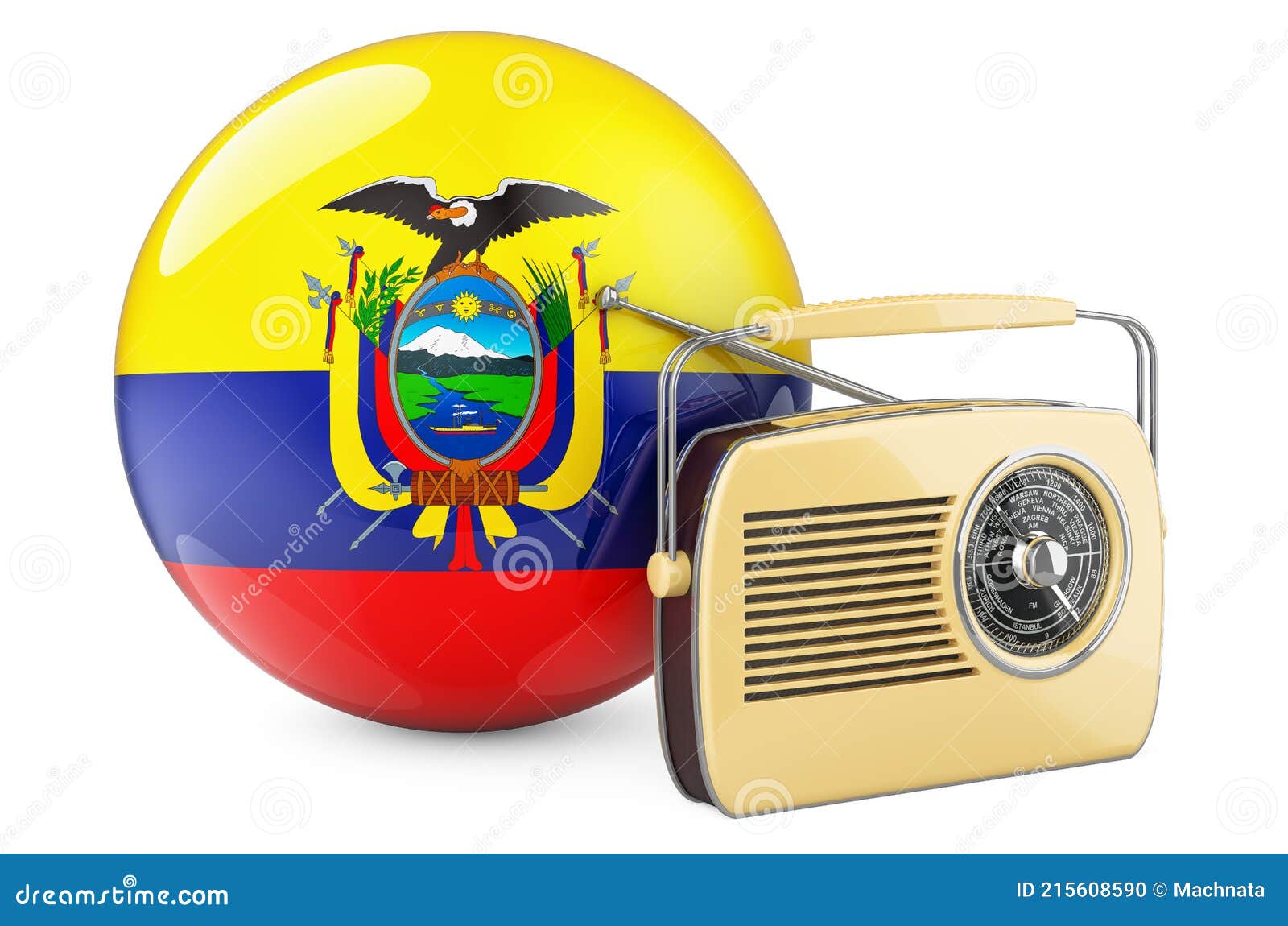 Radio Broadcasting in Ecuador Concept. Radio Receiver with Ecuadorian