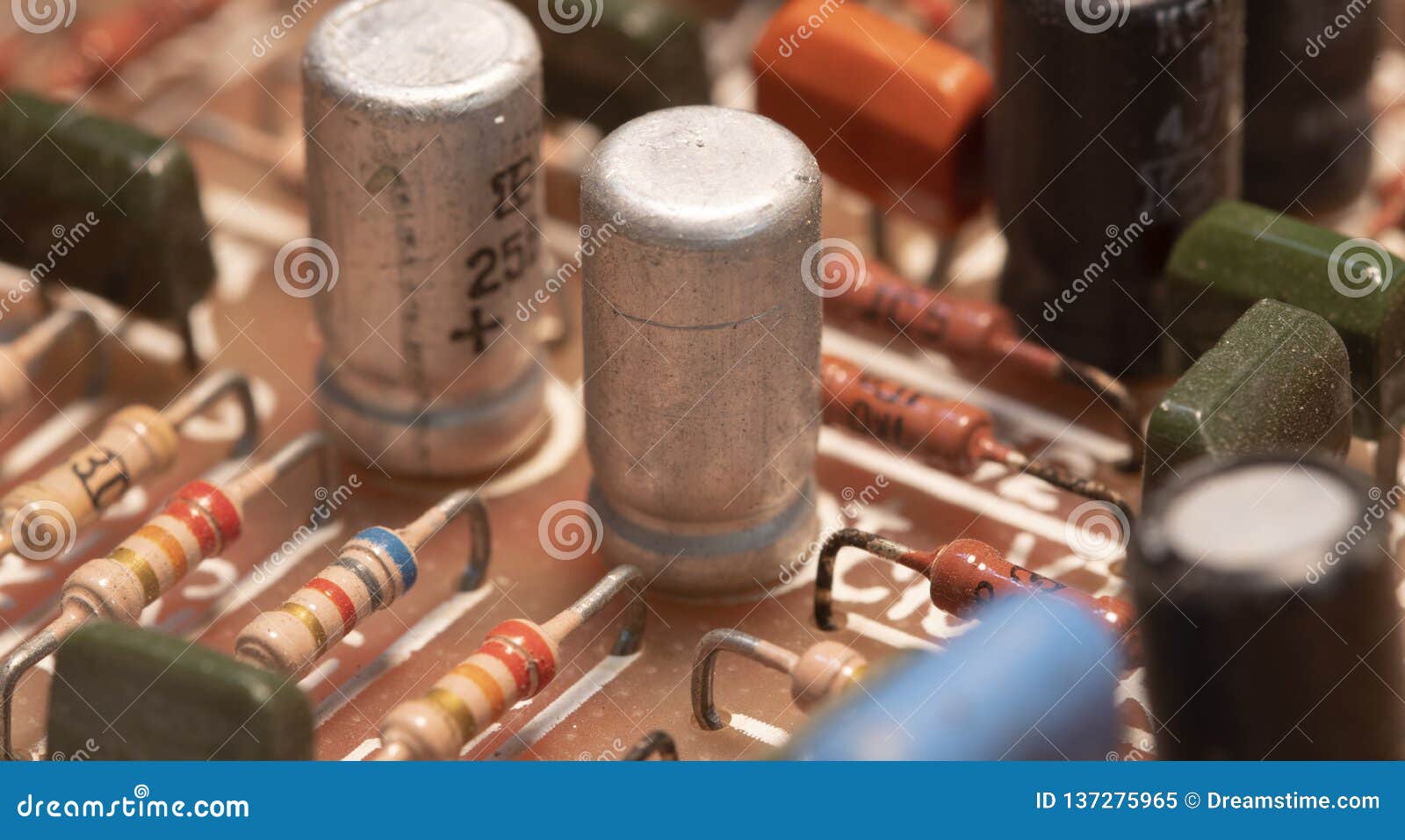 Radio Components on a Printed Circuit Board. Stock Image Image of