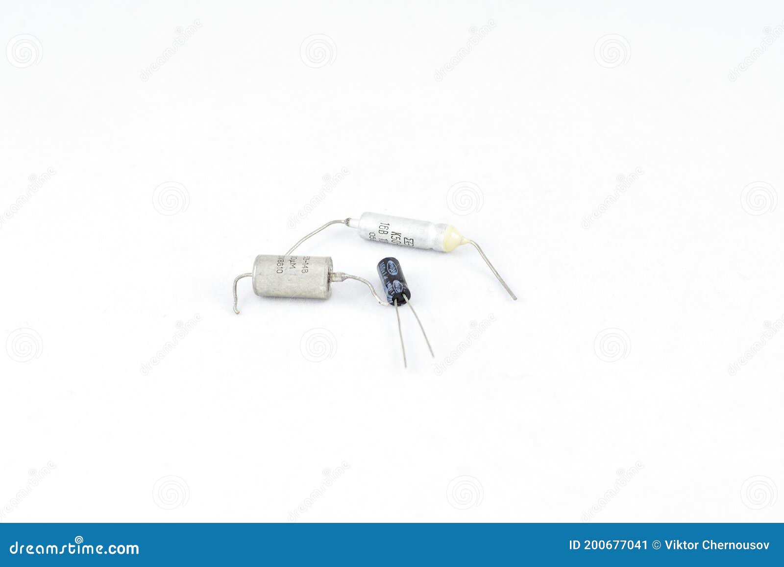 Radio Components, Vintage, Electrolytic Capacitors Three Pieces Stock Image Image of industry