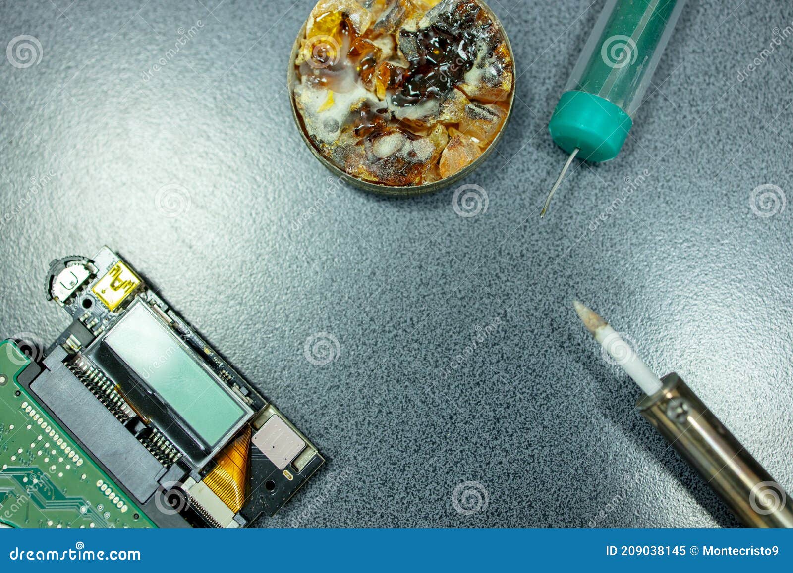 Radio Electronic Parts Repair with Assembly Tools. Top View Stock Image