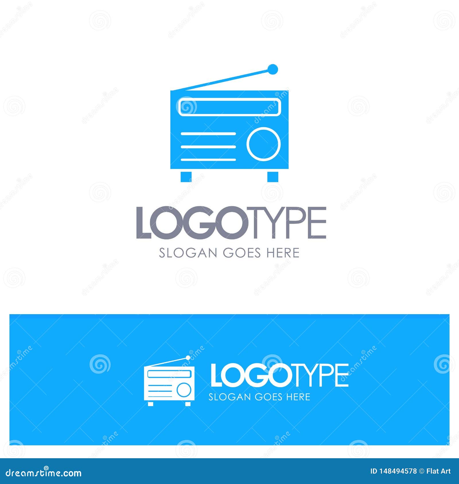 Radio, FM, Audio, Media Blue Solid Logo with Place for Tagline Stock ...