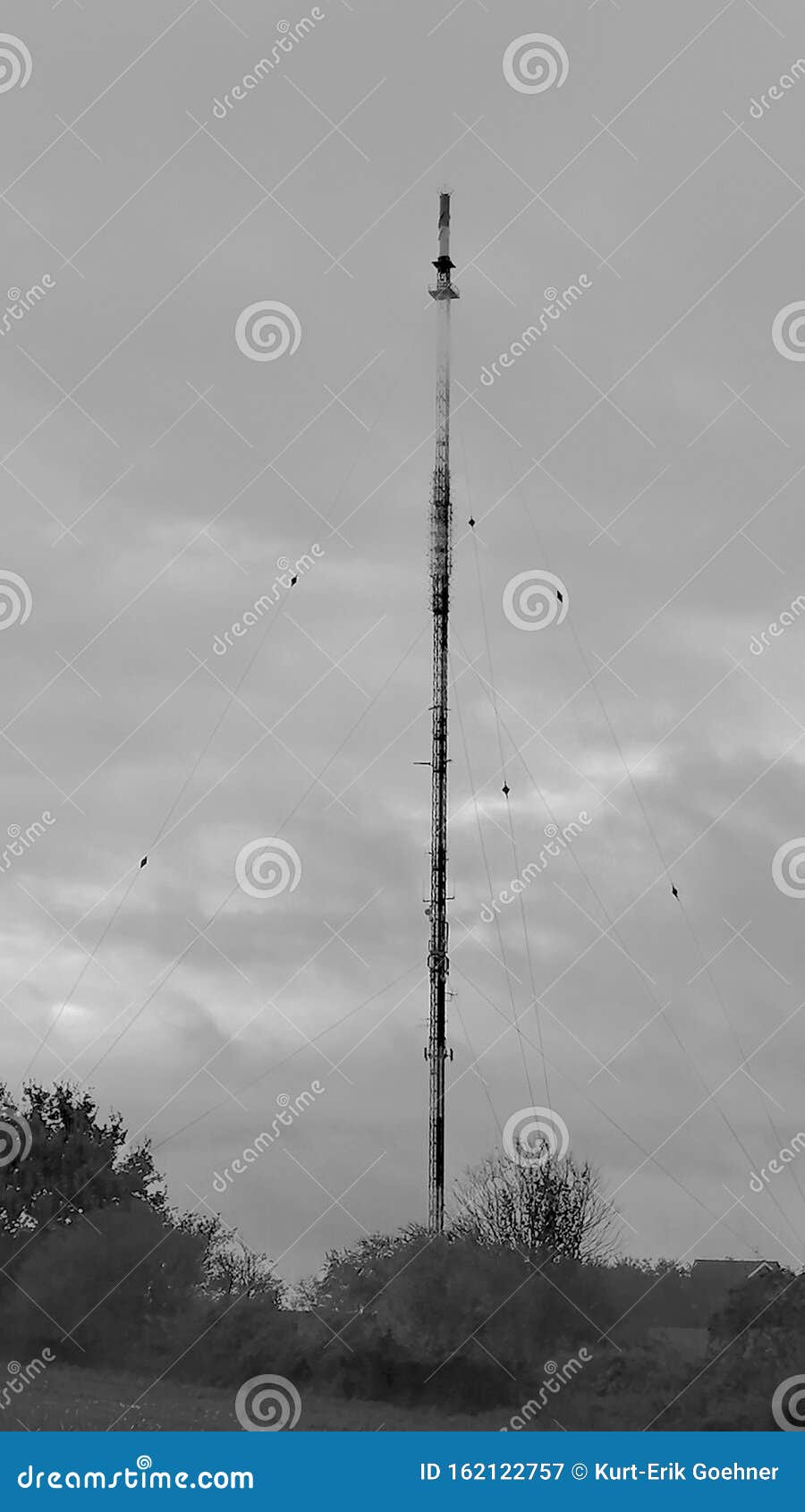 Radio Mast in Black and White Stock Image - Image of black, white ...