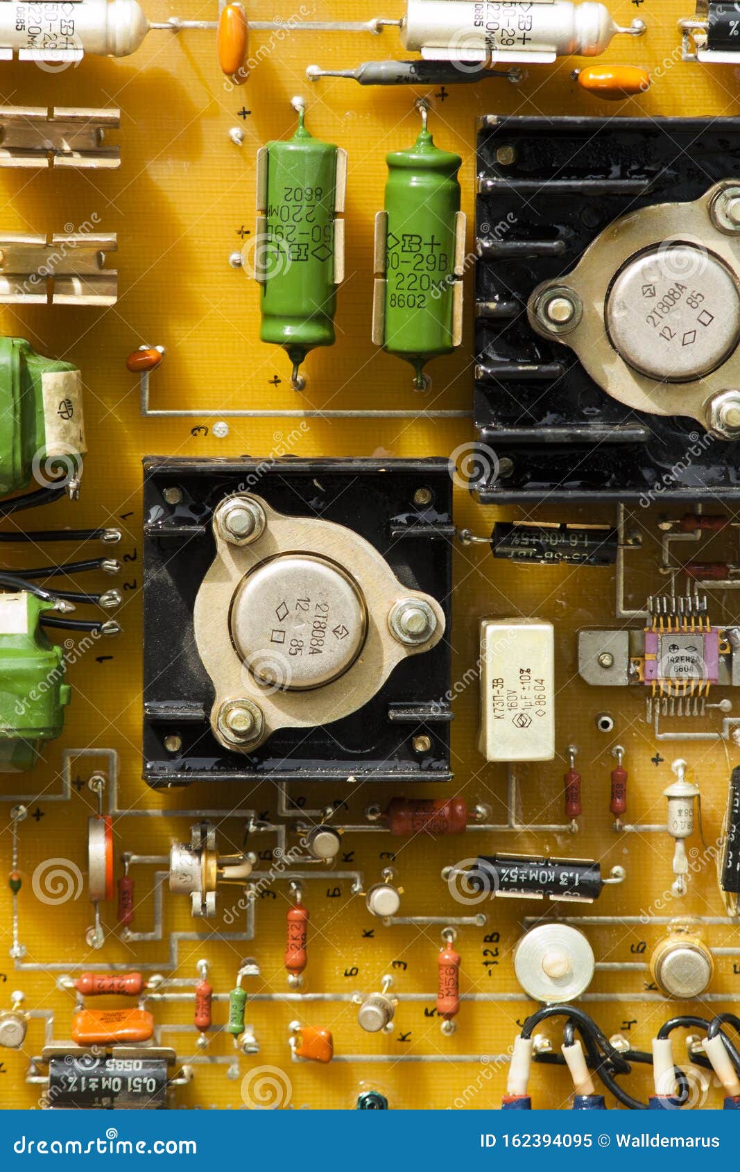 Radio Parts on the Electronic Board Stock Image Image of yellow