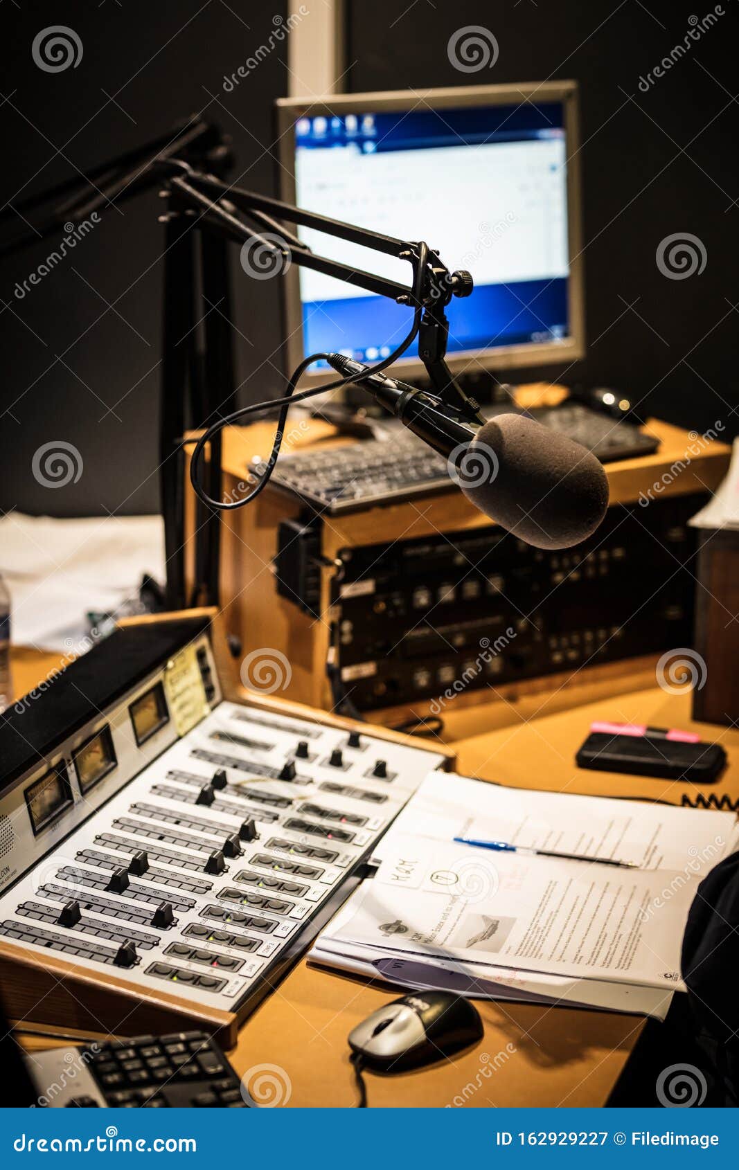 Radio Station Sound Desk And Mixer In A Studio Stock Image Image