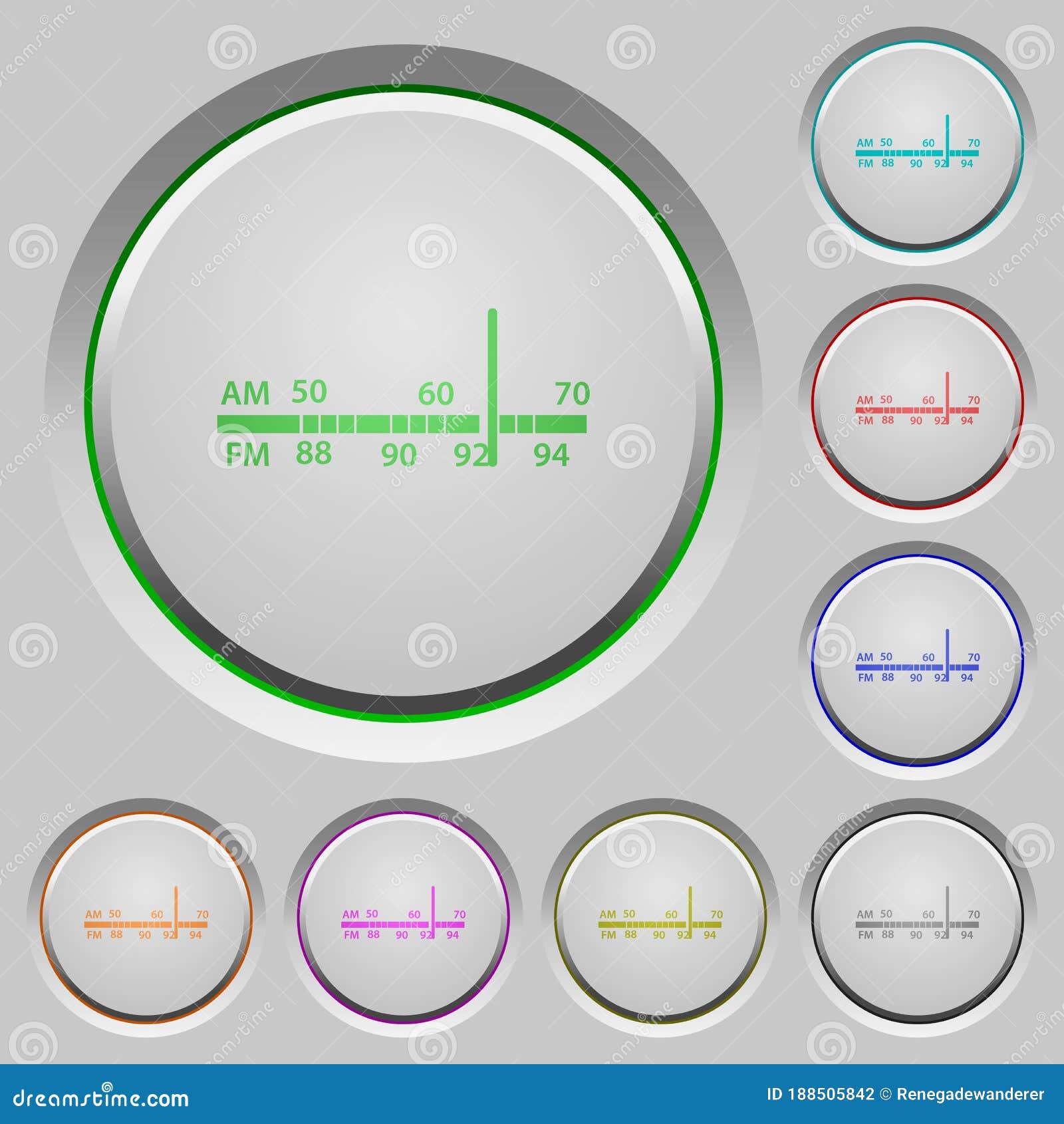 Radio tuner push buttons stock vector. Illustration of application 188505842