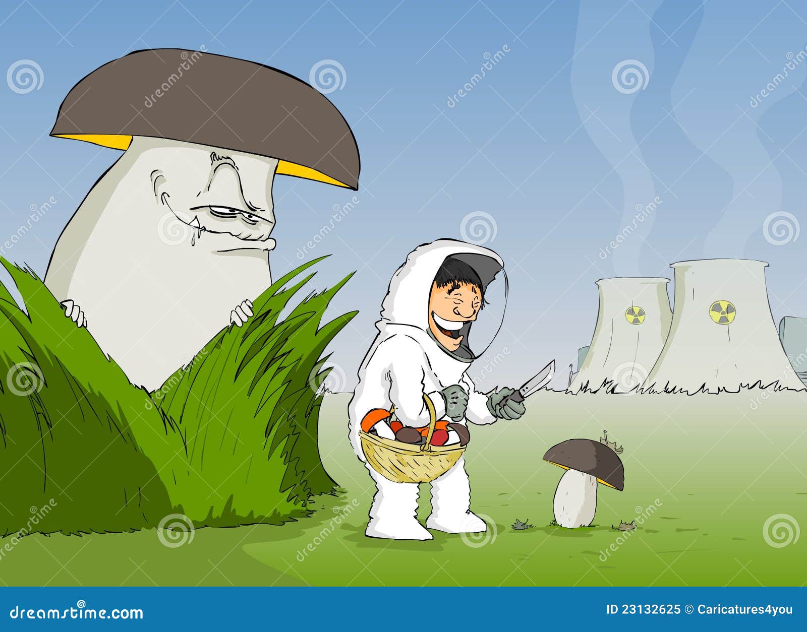 Radioactive MushroomPicker Stock Illustration Illustration of