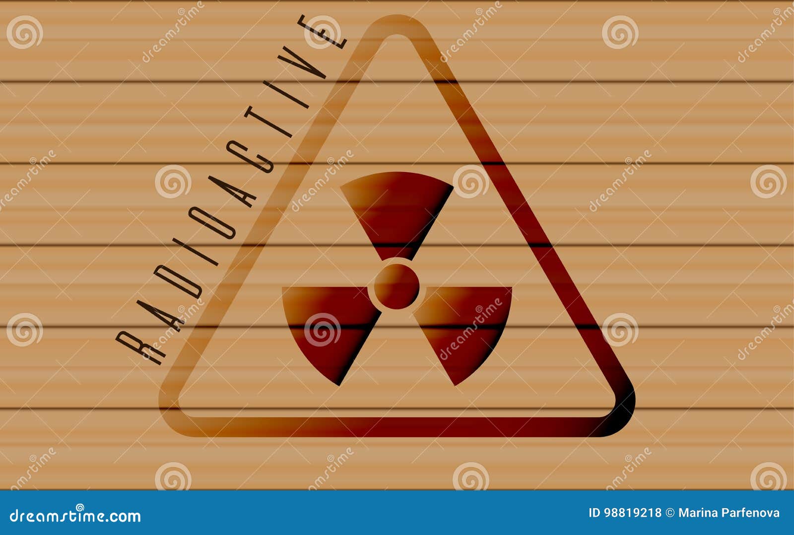 Radioactive Sign on Wooden Background Stock Vector Illustration of