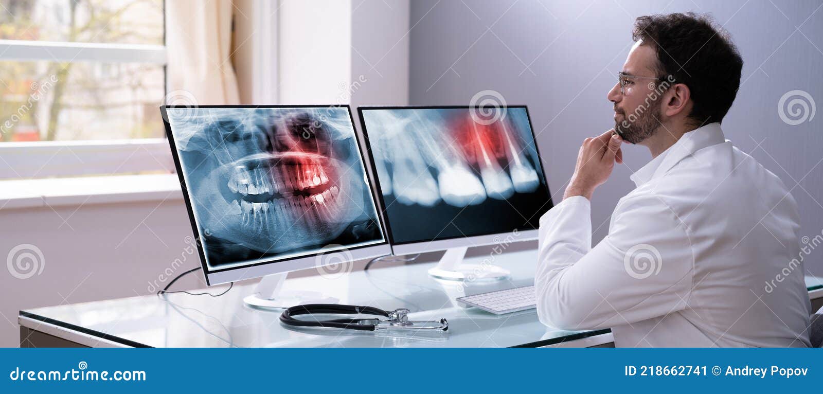 Radiologist Dentist Using X Ray Software Stock Image Image of teeth