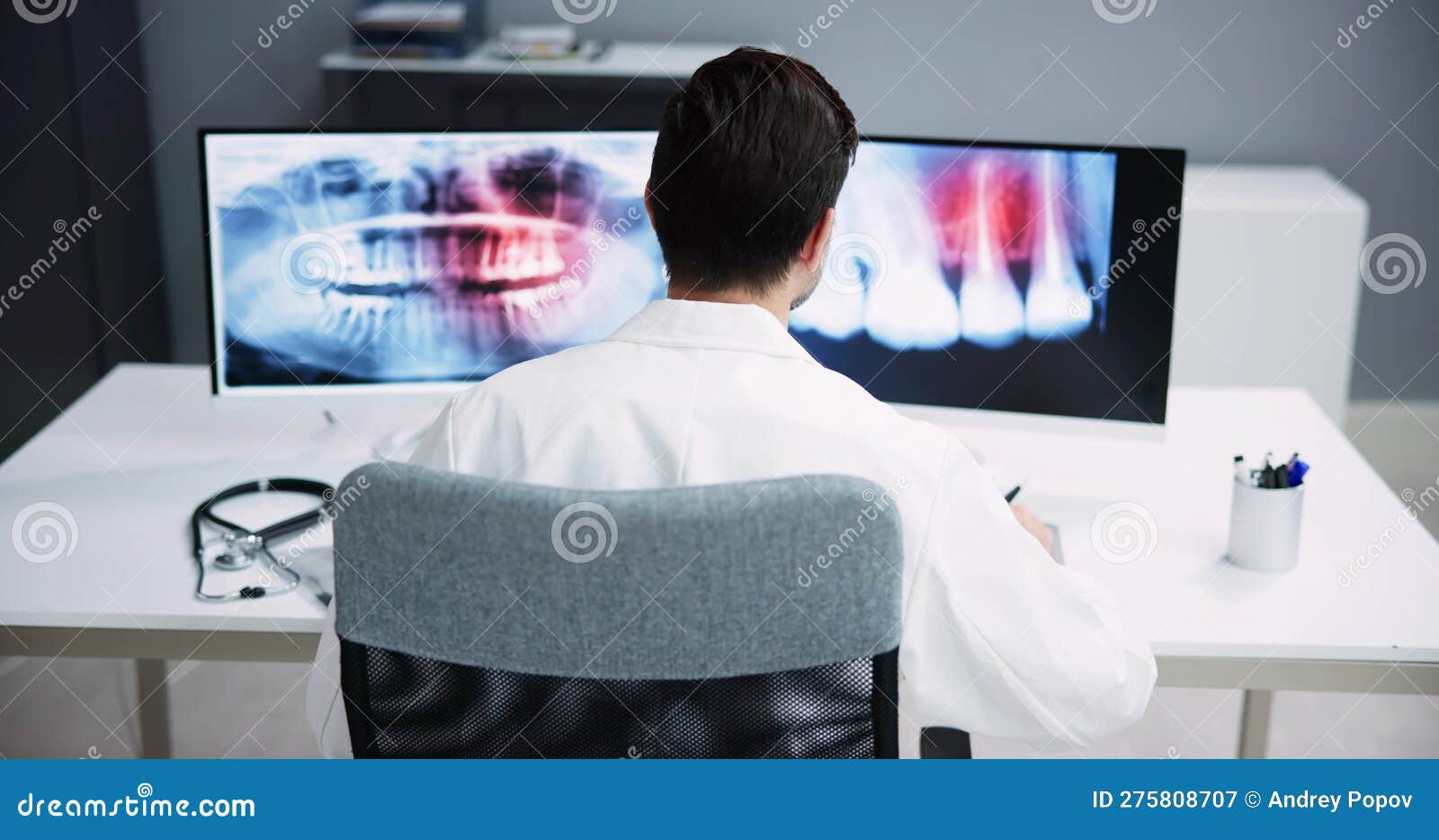 Radiologist Dentist Using X Ray Software Stock Image Image of records