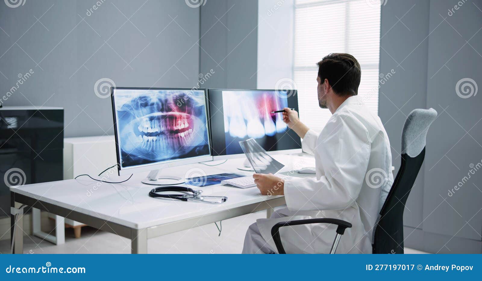 Radiologist Dentist Using X Ray Software Stock Image Image of tooth