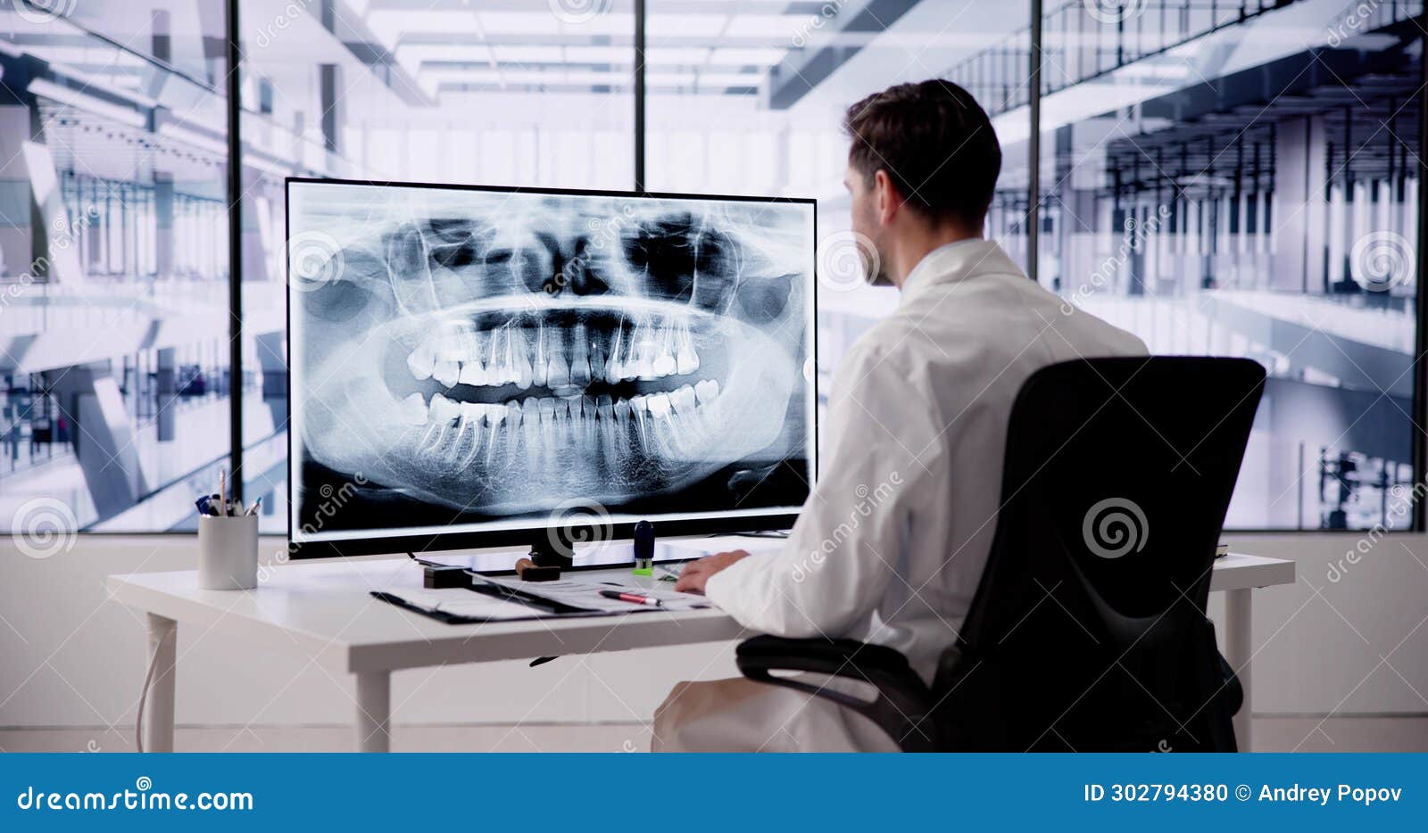 Radiologist Dentist Using X Ray Software Stock Photo Image of