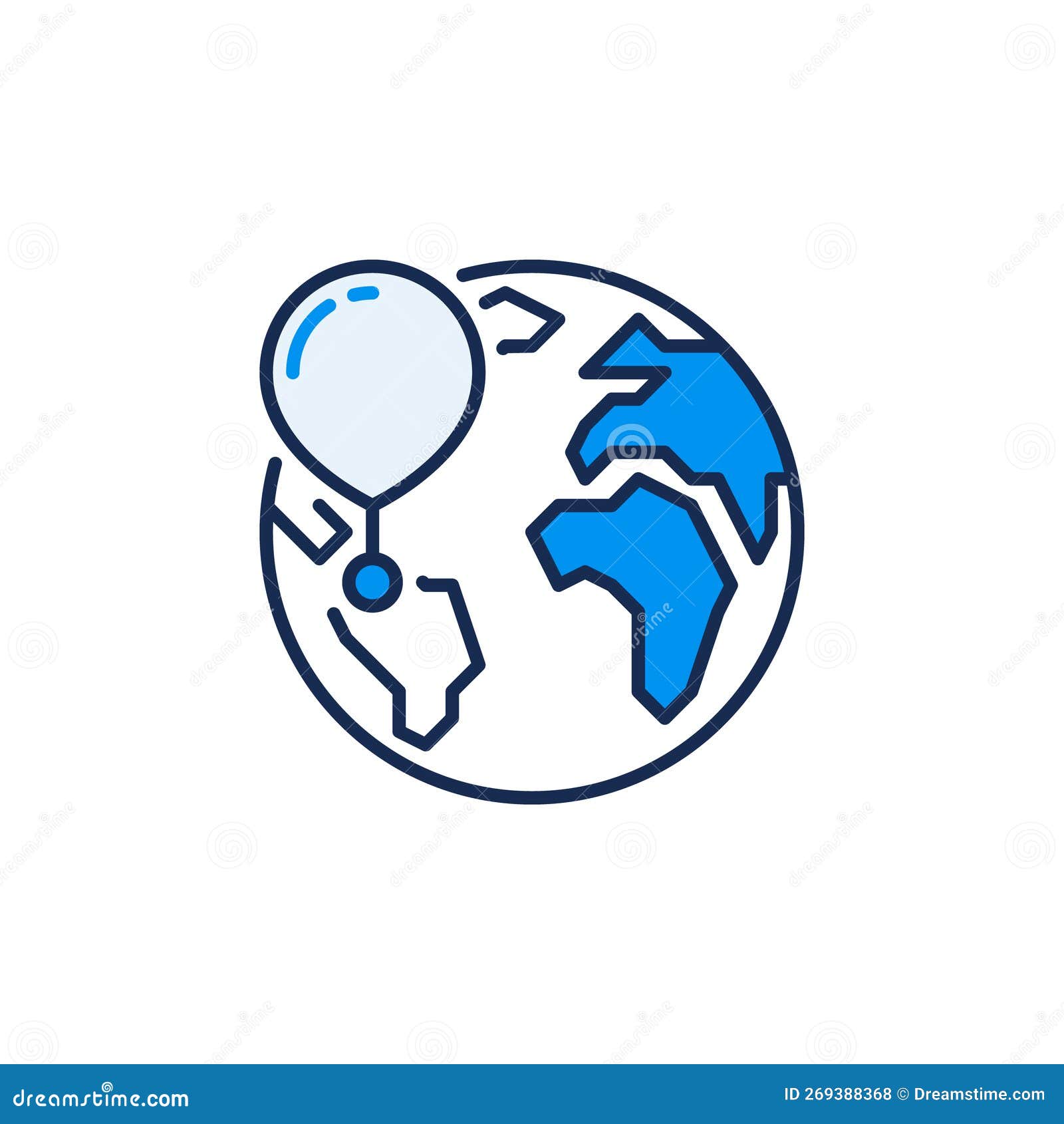 Radiosonde Vector Weather Balloon and Earth Concept Colored Icon Stock