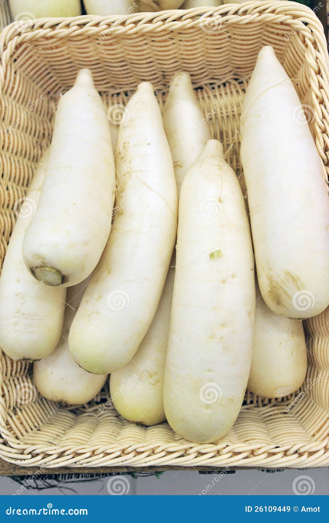 Radish in the basket stock image. Image of food, white 26109449