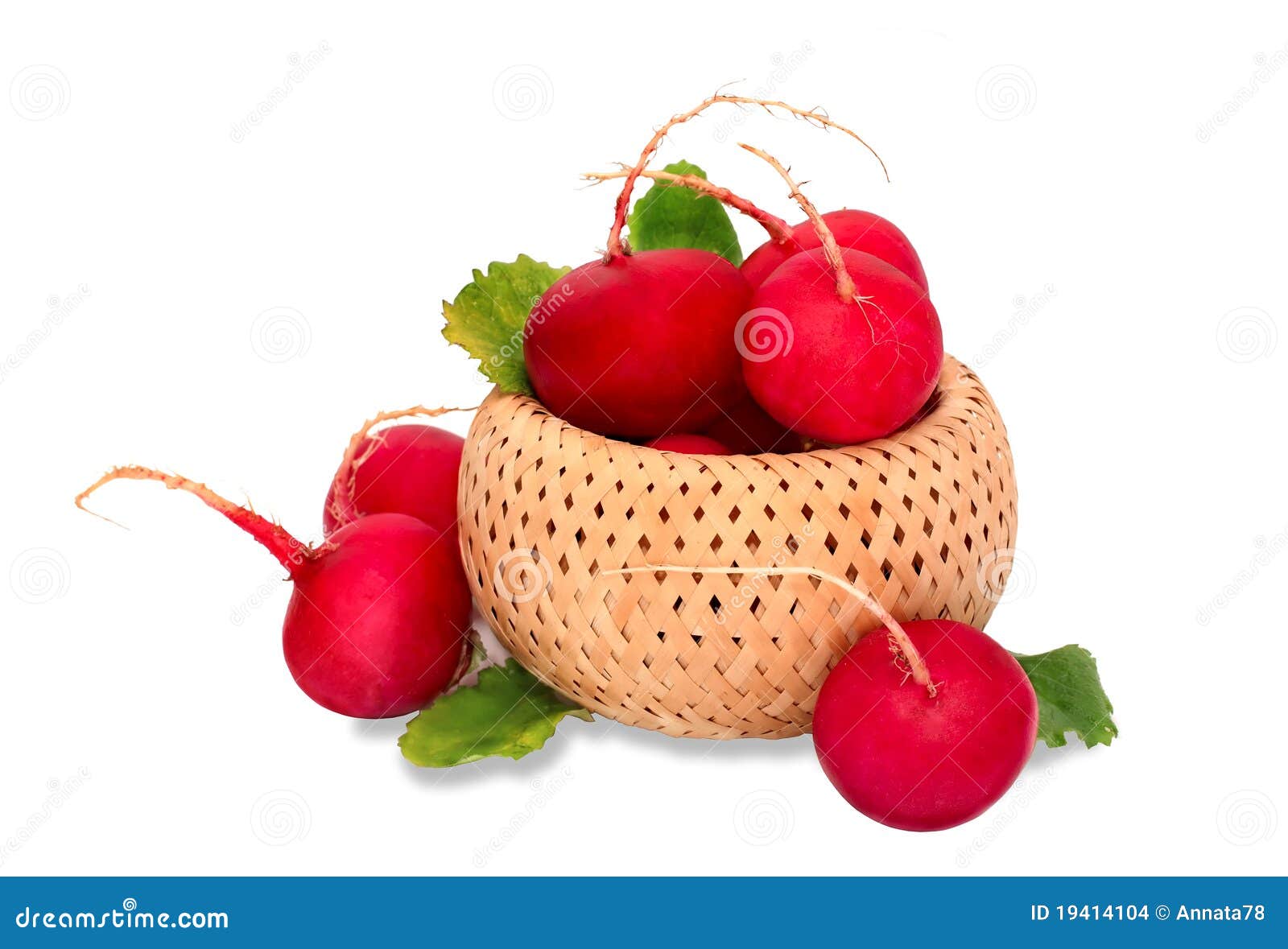 Radishes in the basket stock photo. Image of green, radish 19414104