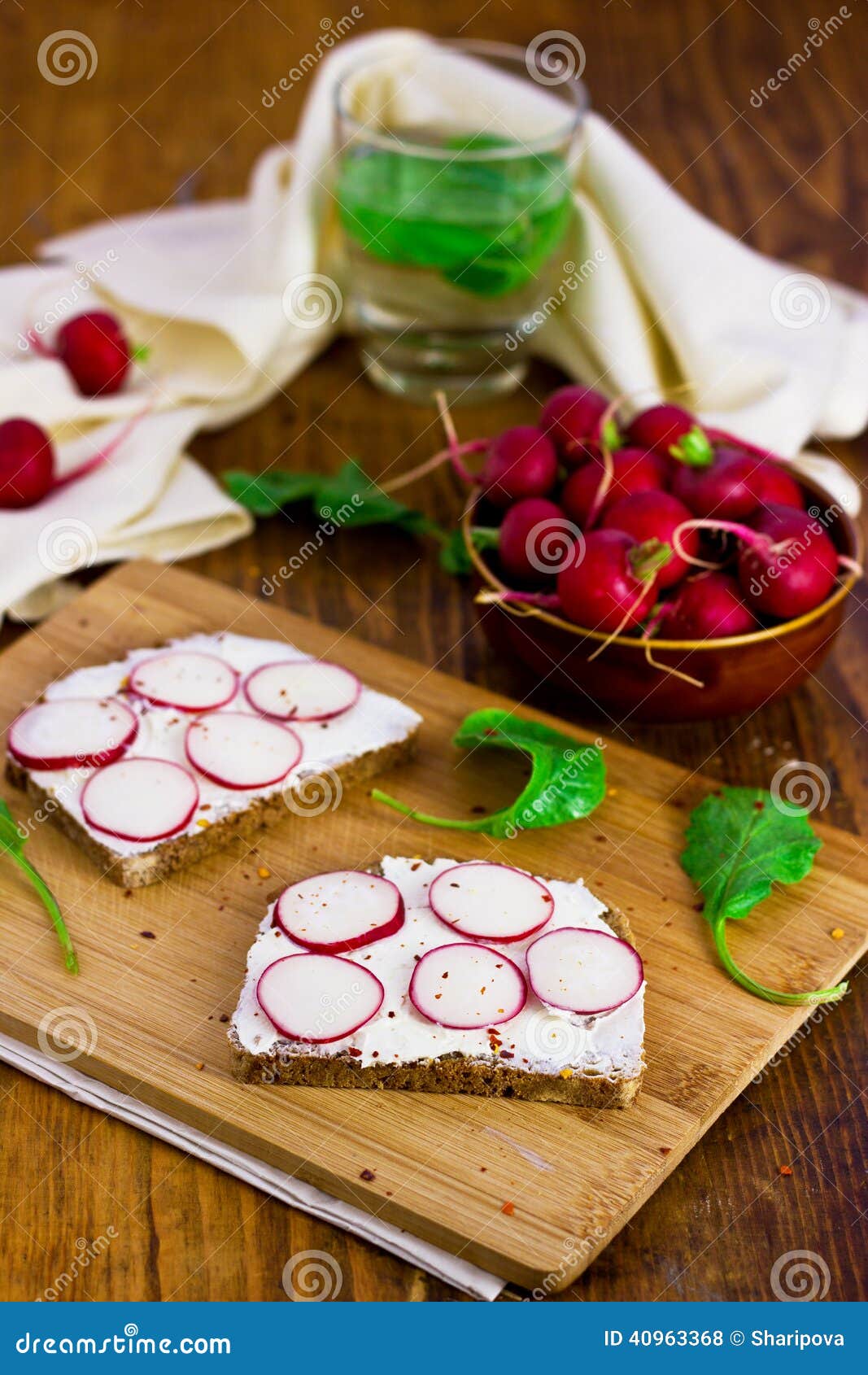 Radishes with Bread and Cream Cheese Stock Photo Image of lunch
