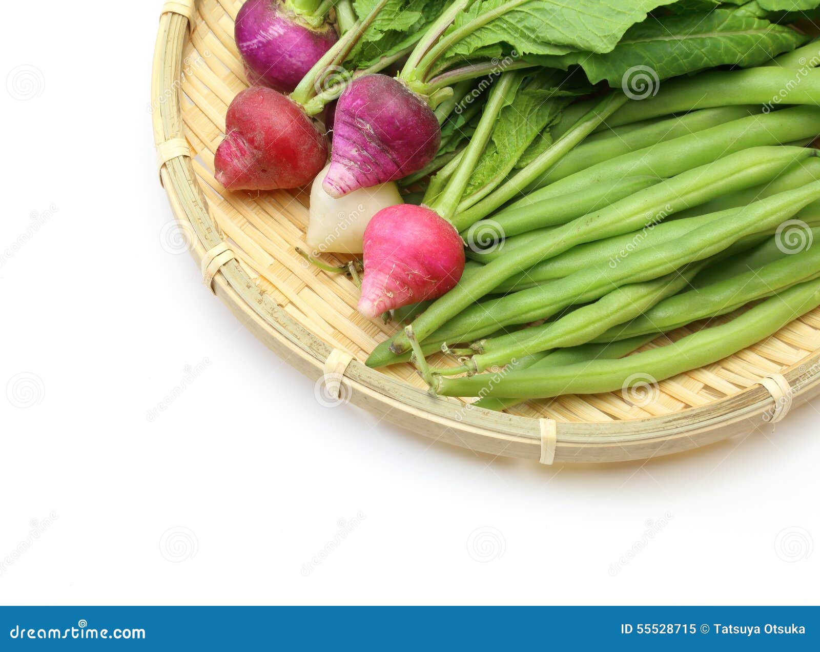 Radishes and Kidney Beans in a Bamboo Colander Stock Image Image of