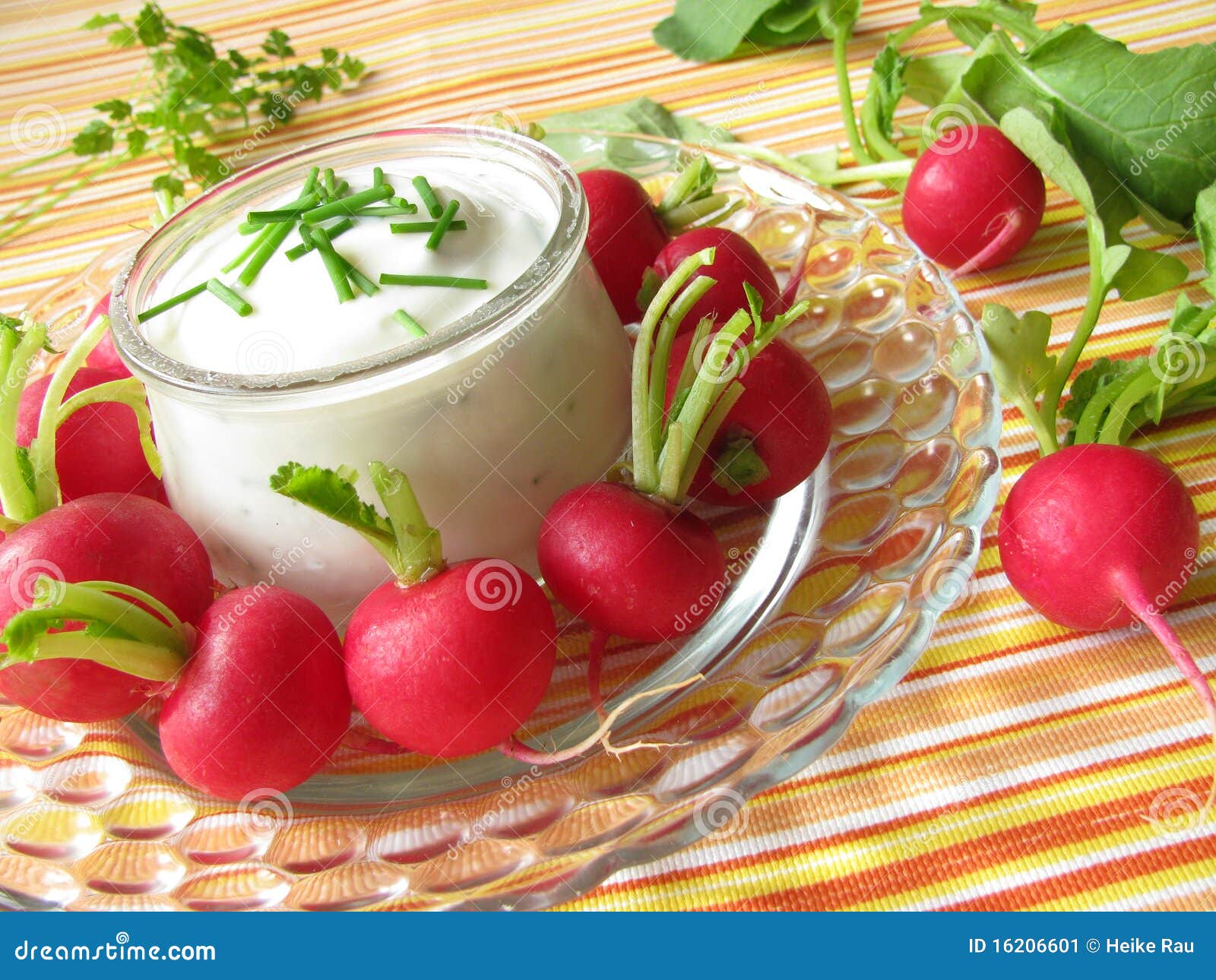 Radishes with Yoghurt and Chives Stock Image Image of herb, radish