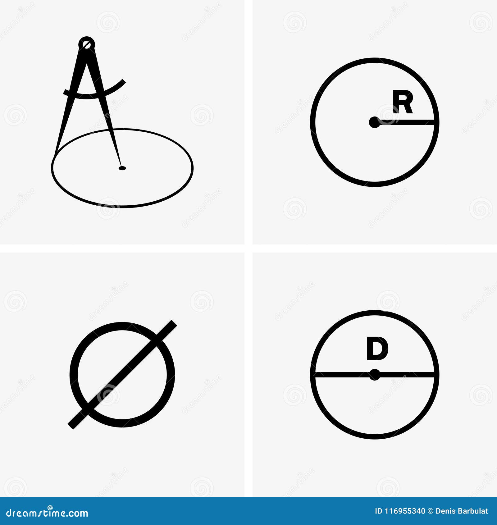 Radius and diameter stock vector. Illustration of radius 116955340