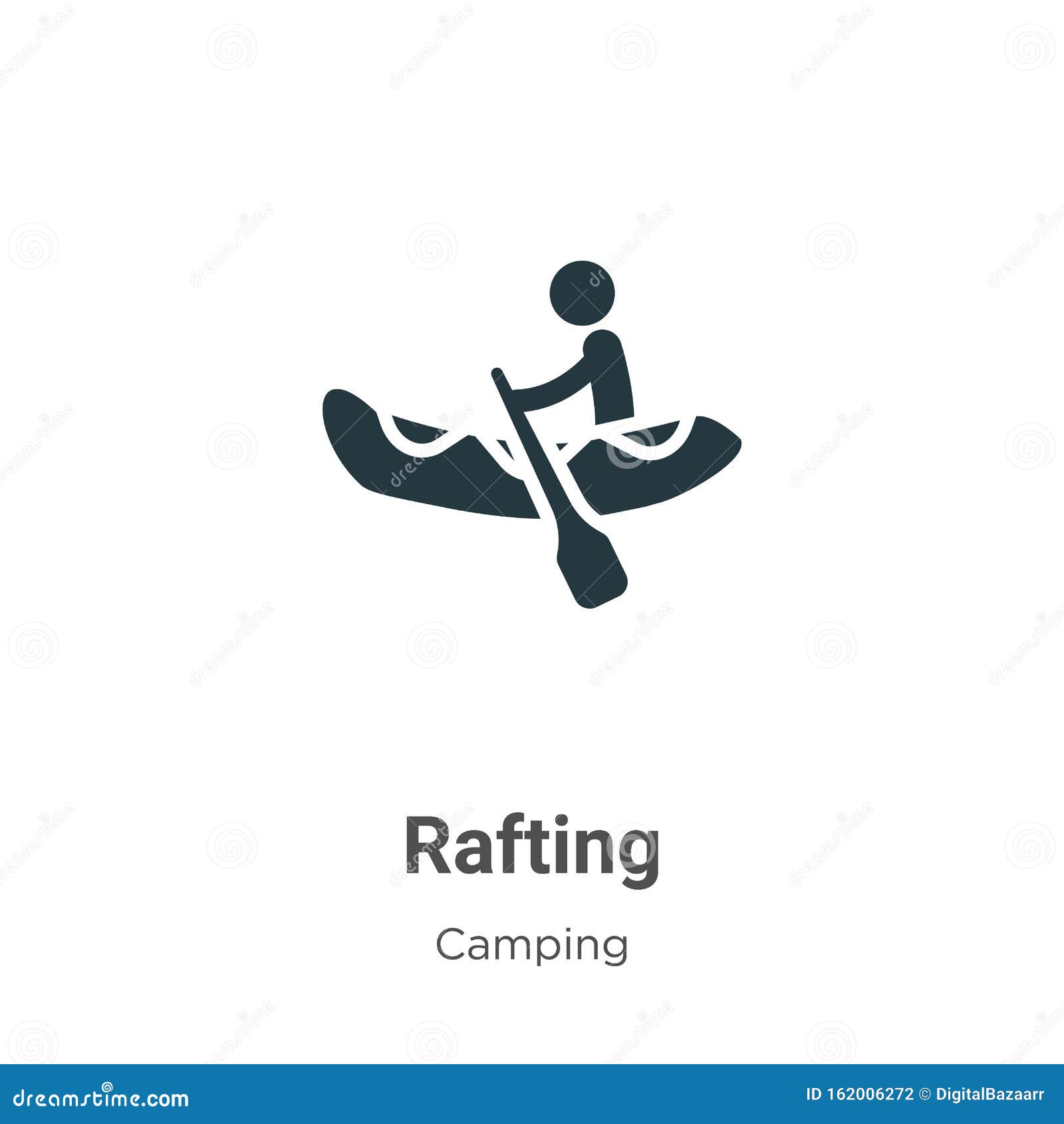 Rafting Vector Icon on White Background. Flat Vector Rafting Icon