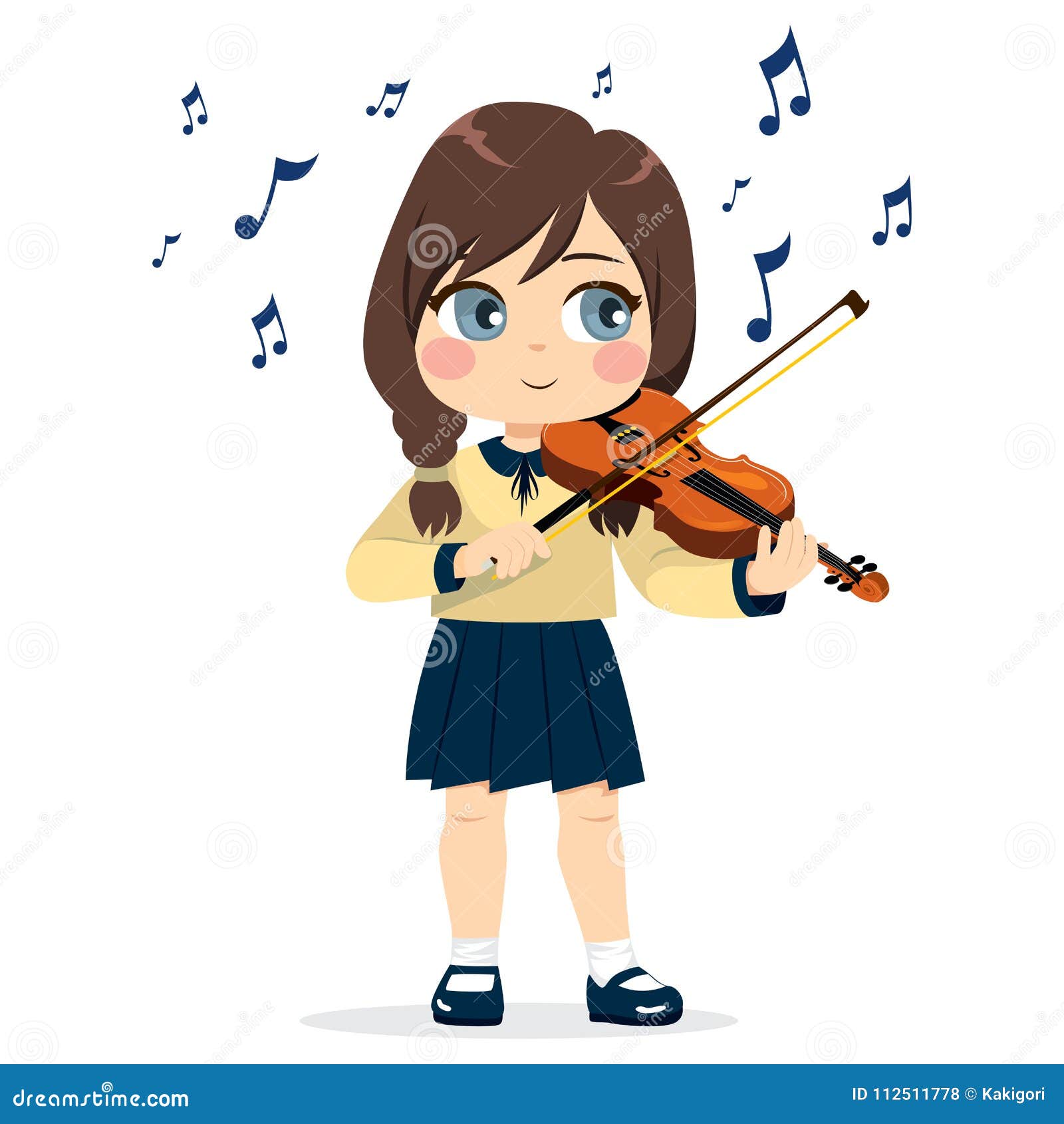 Ragazza che gioca violino illustrazione vettoriale. Illustrazione di
