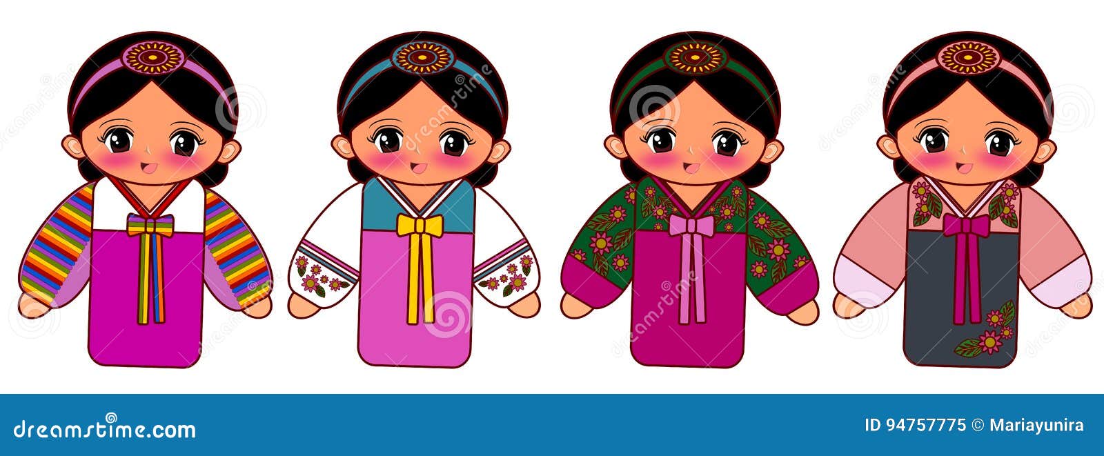 Ragazza Coreana In Costume Tradizionale Illustrazione Di Stock Illustrazione Di Fumetto Paese