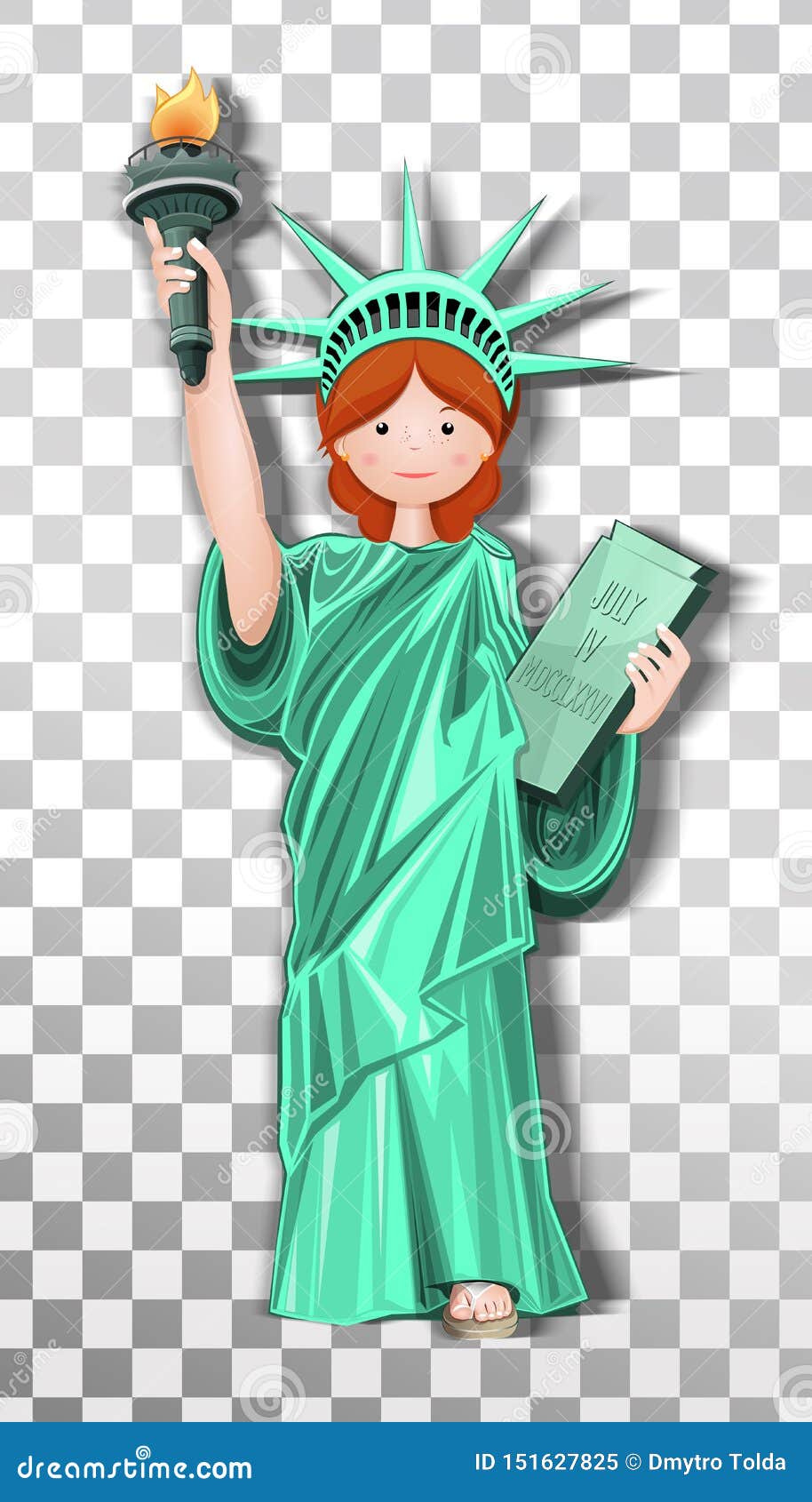 Ragazza in Costume Della Statua Della Libertà Illustrazione