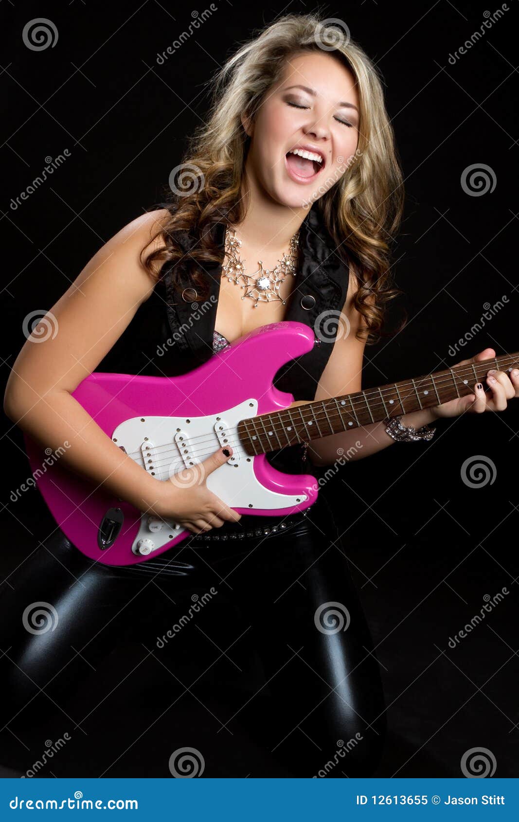 Ragazza Della Chitarra Elettrica Immagine Stock Immagine di splendido