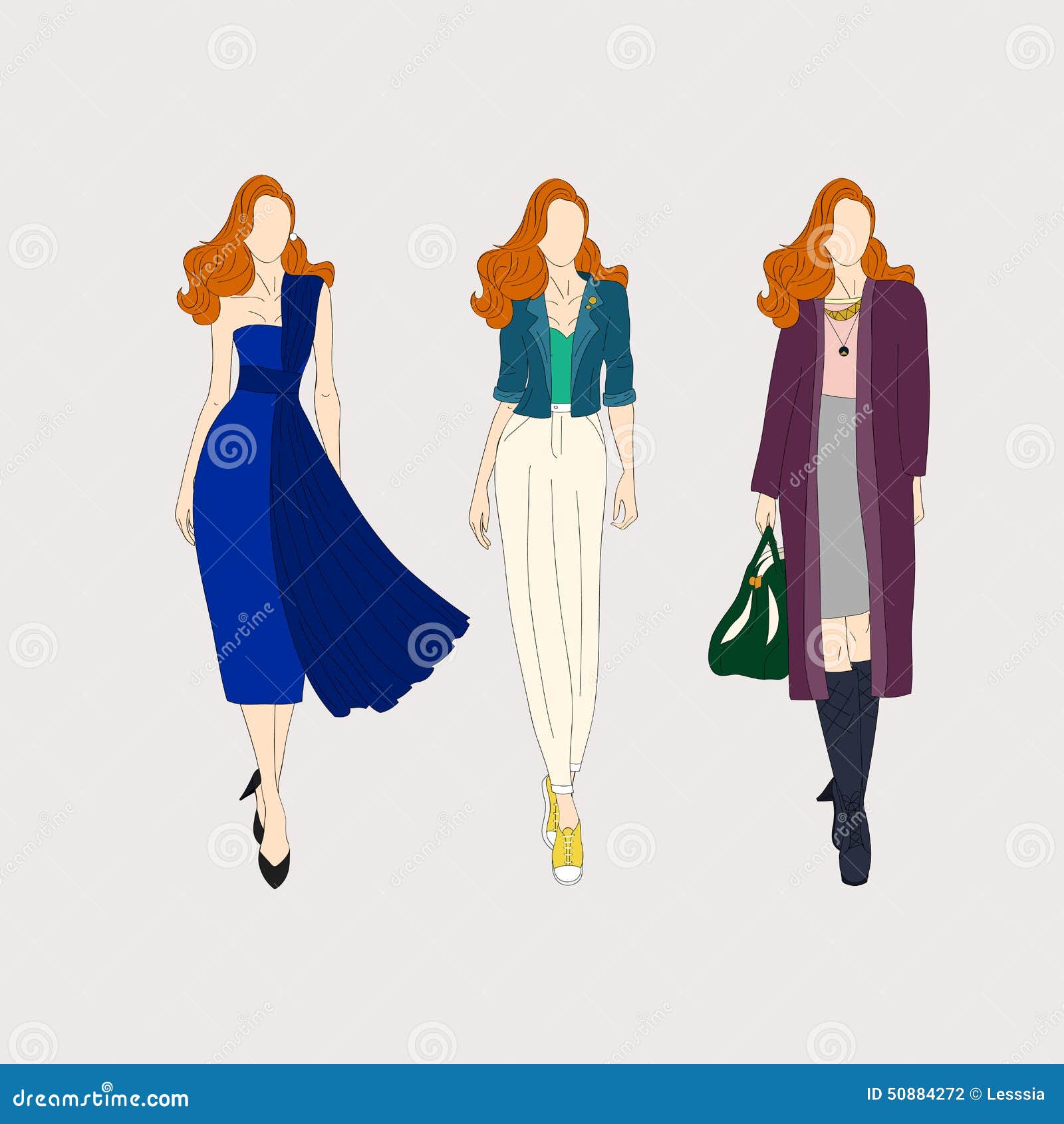 Ragazze Disegnate Mano Di Modo Illustrazioni Vettoriali E Clipart Stock – 109 Illustrazioni Stock