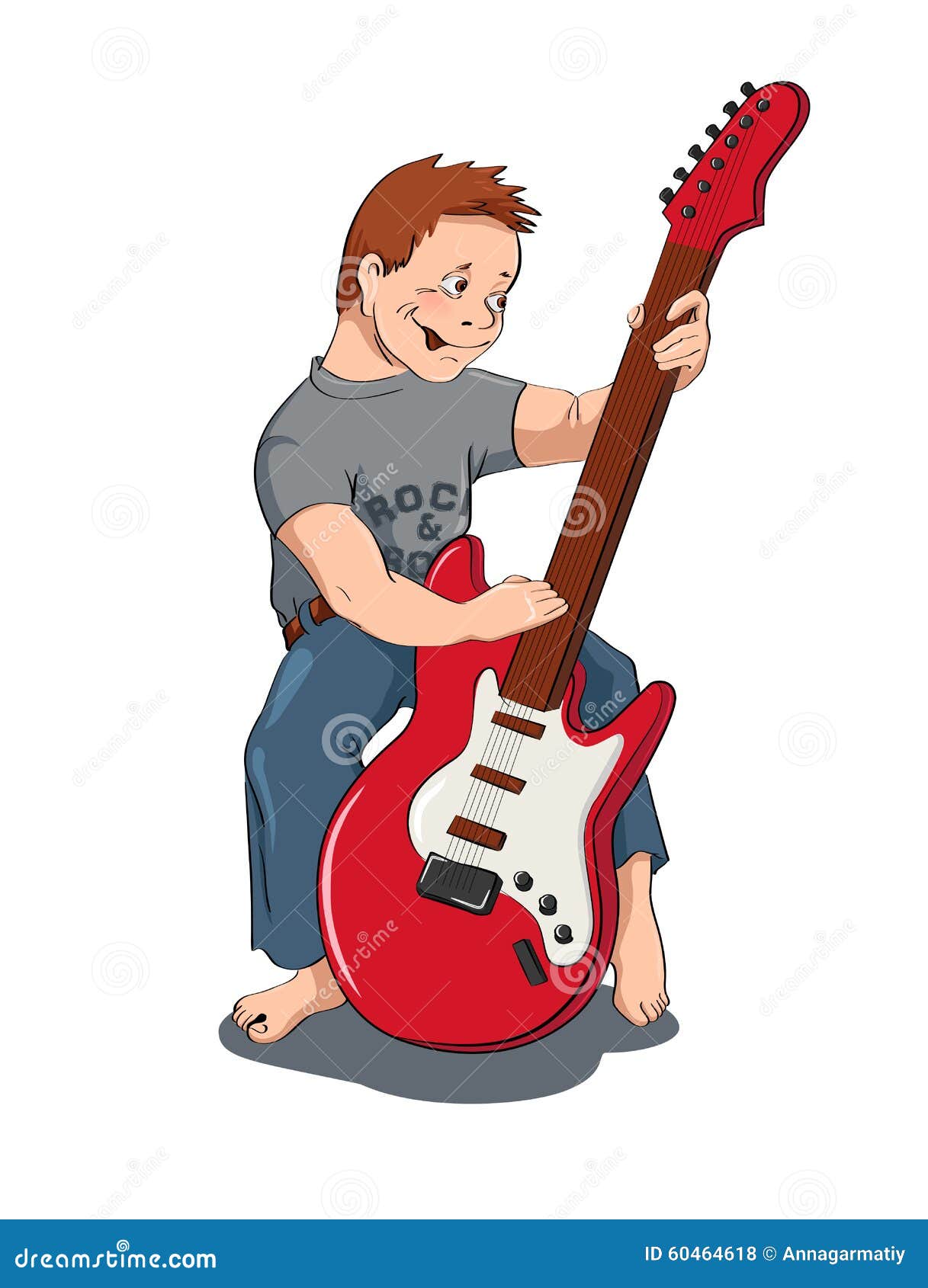 Ragazzo con una chitarra illustrazione vettoriale. Illustrazione di musica 60464618