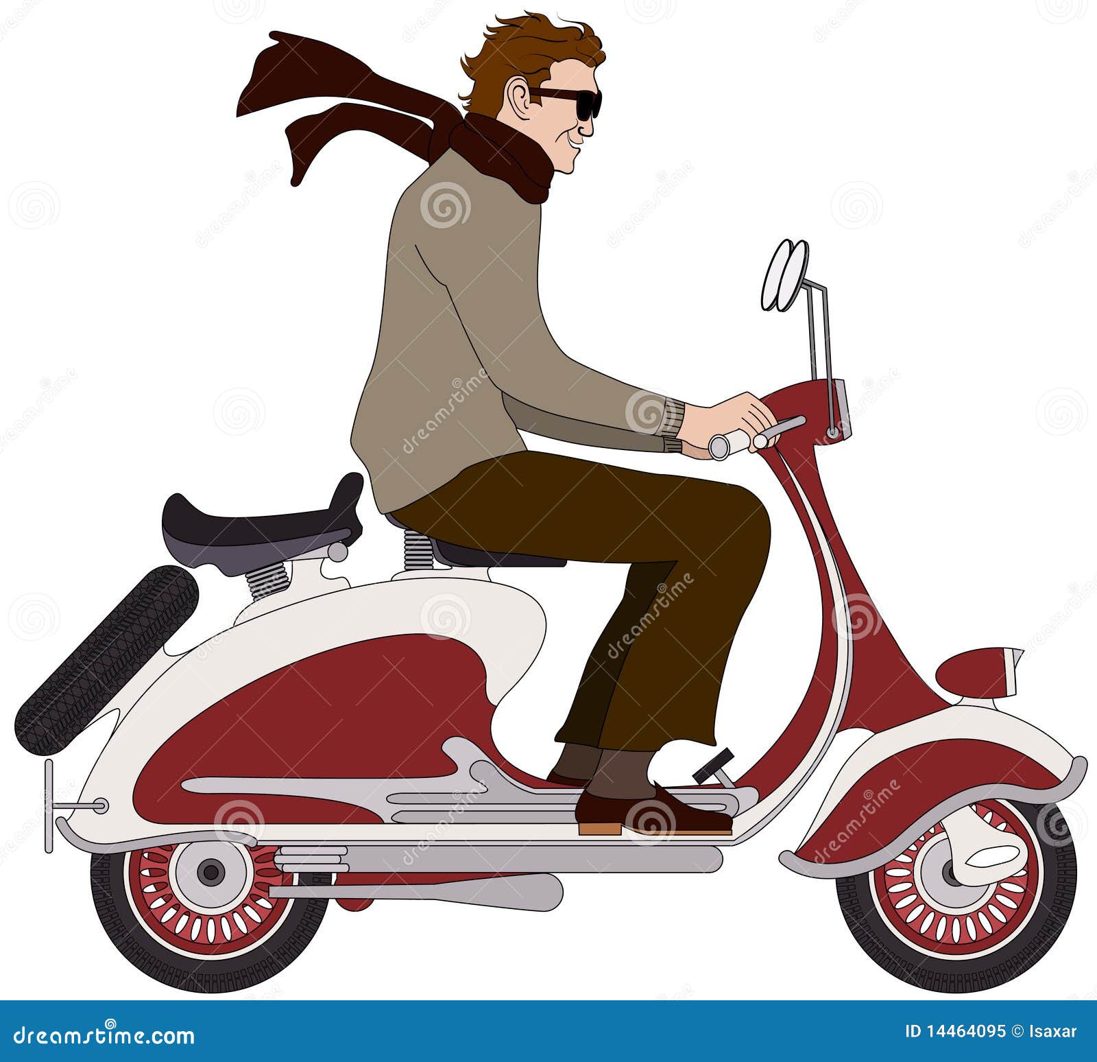 Vector l'illustrazione di un ragazzo italiano su un motorino