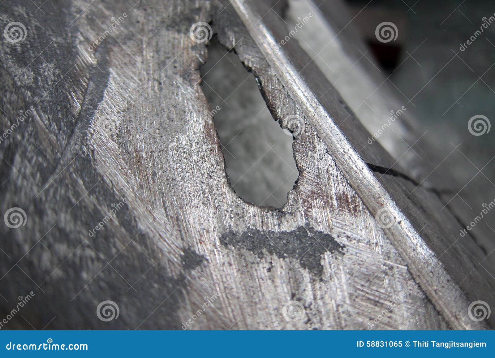 Ragged Hole In The Metal Stock Photo Image 58831065