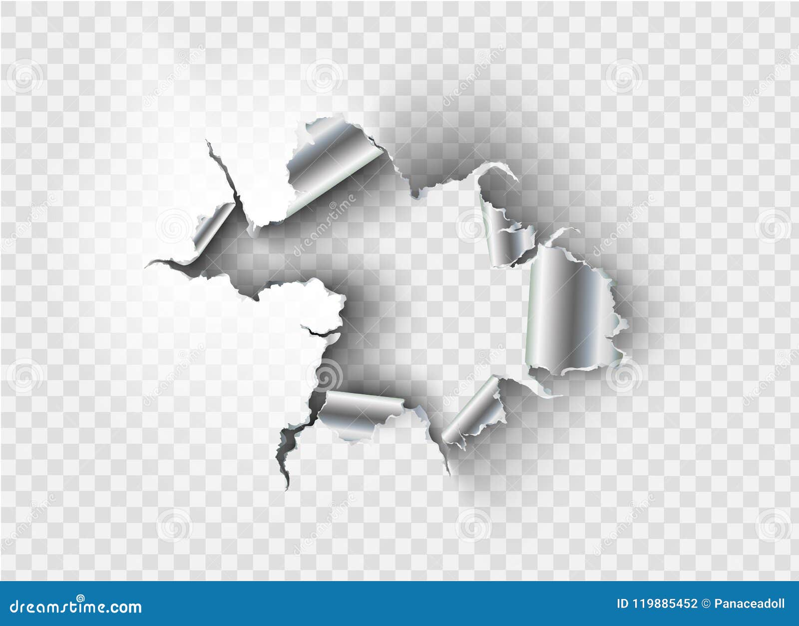 Ragged Hole Torn in Ripped Metal Stock Illustration Illustration of