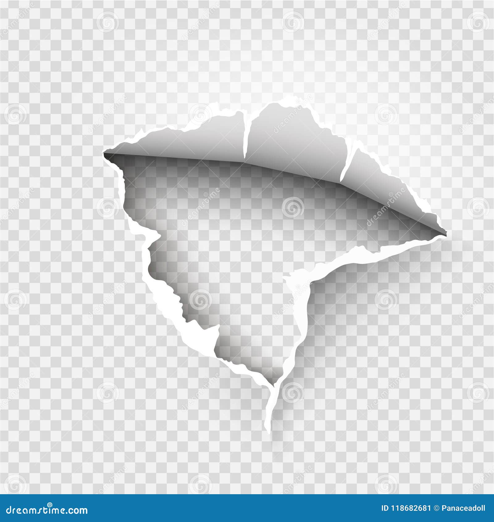 Hole torn in ripped paper on transparent Vector Image