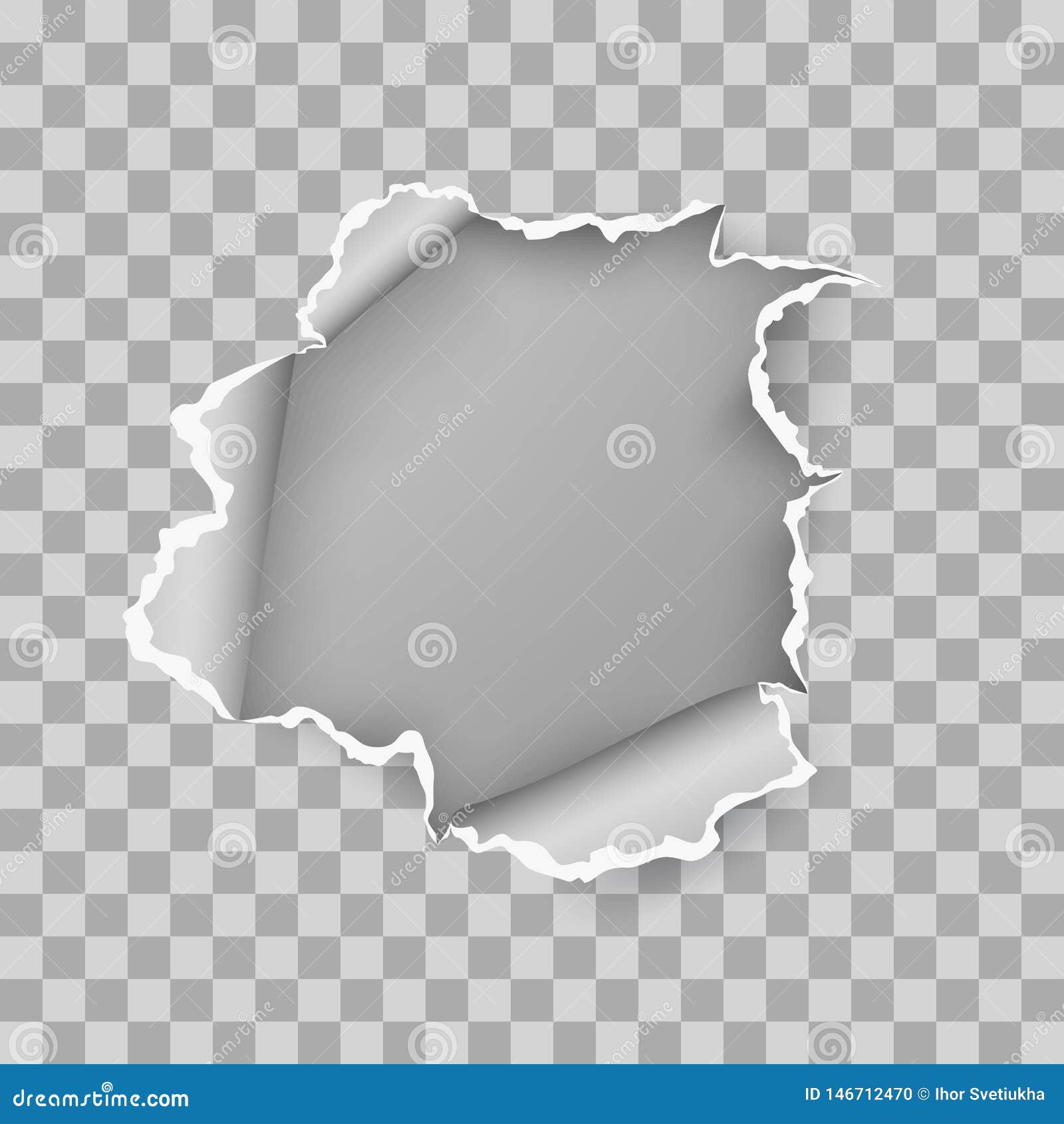 Paper realistic hole. Ripped torn hole on transparent background, cardboard  rip burst, damaged sheet with curled pieces, open paper gap, bullets ripping  page texture vector illustration Stock Vector