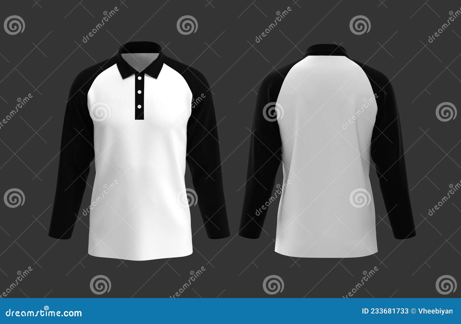 Raglan Collared Shirt Mockup 3d Rendering, 3d Illustration Stock ...