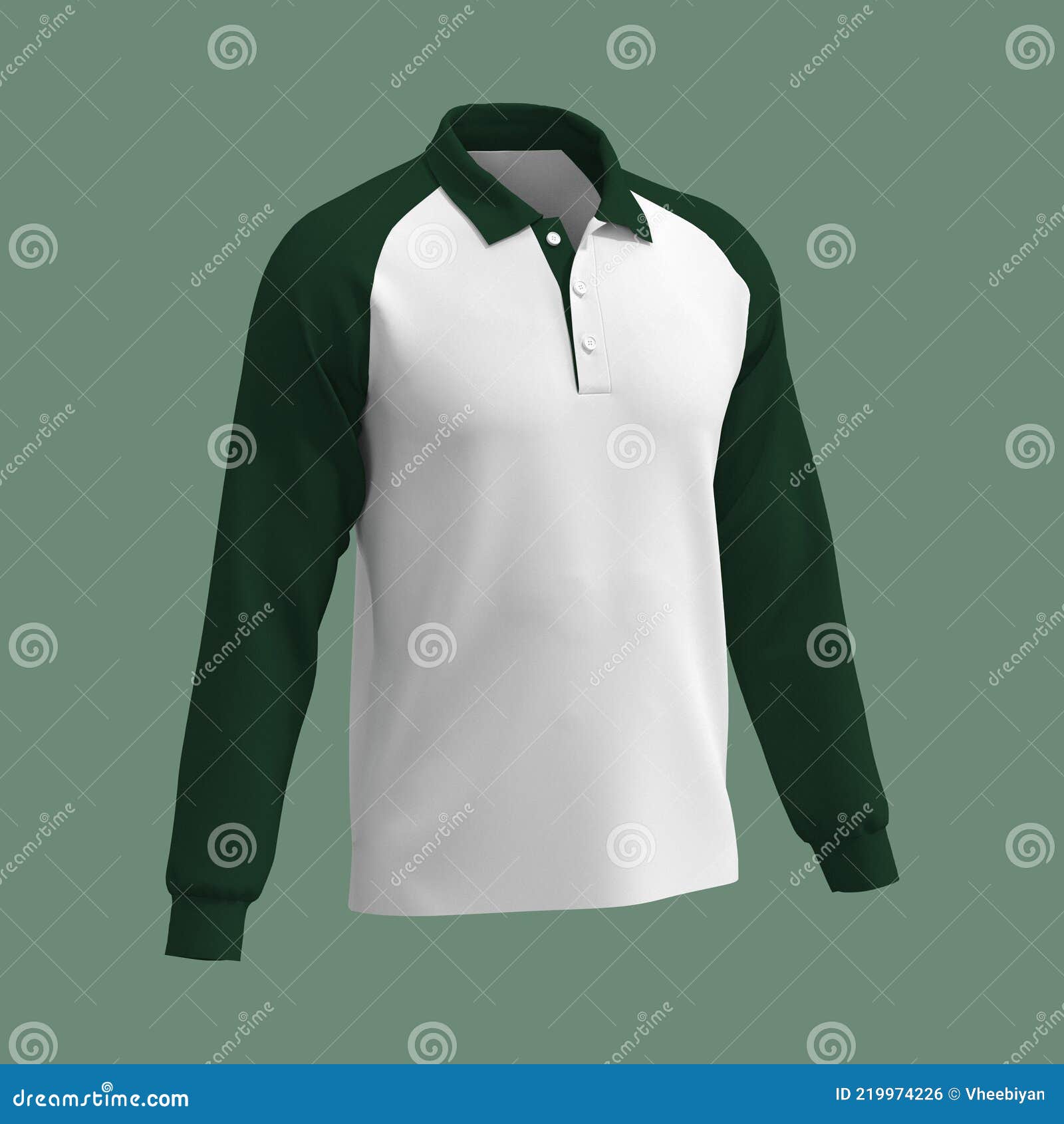Raglan Collared Shirt Mockup in Side View. Stock Illustration