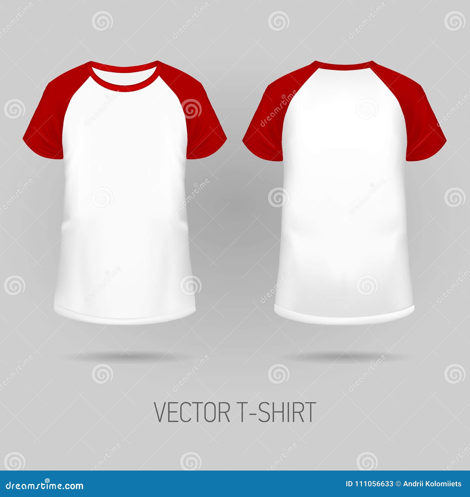 Raglan T-shirt with Red Short Sleeve Stock Vector - Illustration of ...