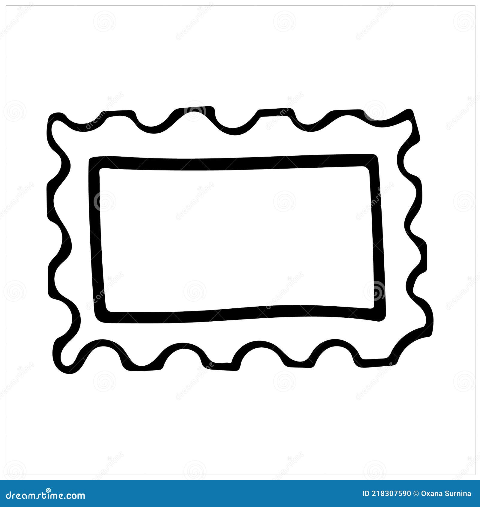 Rahmen Oder Briefmarke Vorlage In Schwarz Und Weiss Isoliert Einfach Handgezeichnete Vektor Illustration Im Doodle Stil Vektor Abbildung Illustration Von Korrespondenz Leer 218307590