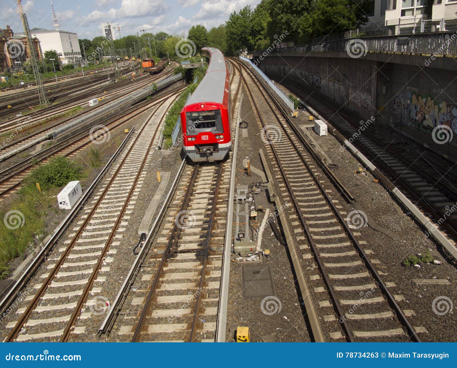 Rail tracks in depot. editorial stock photo. Image of commuter 78734263