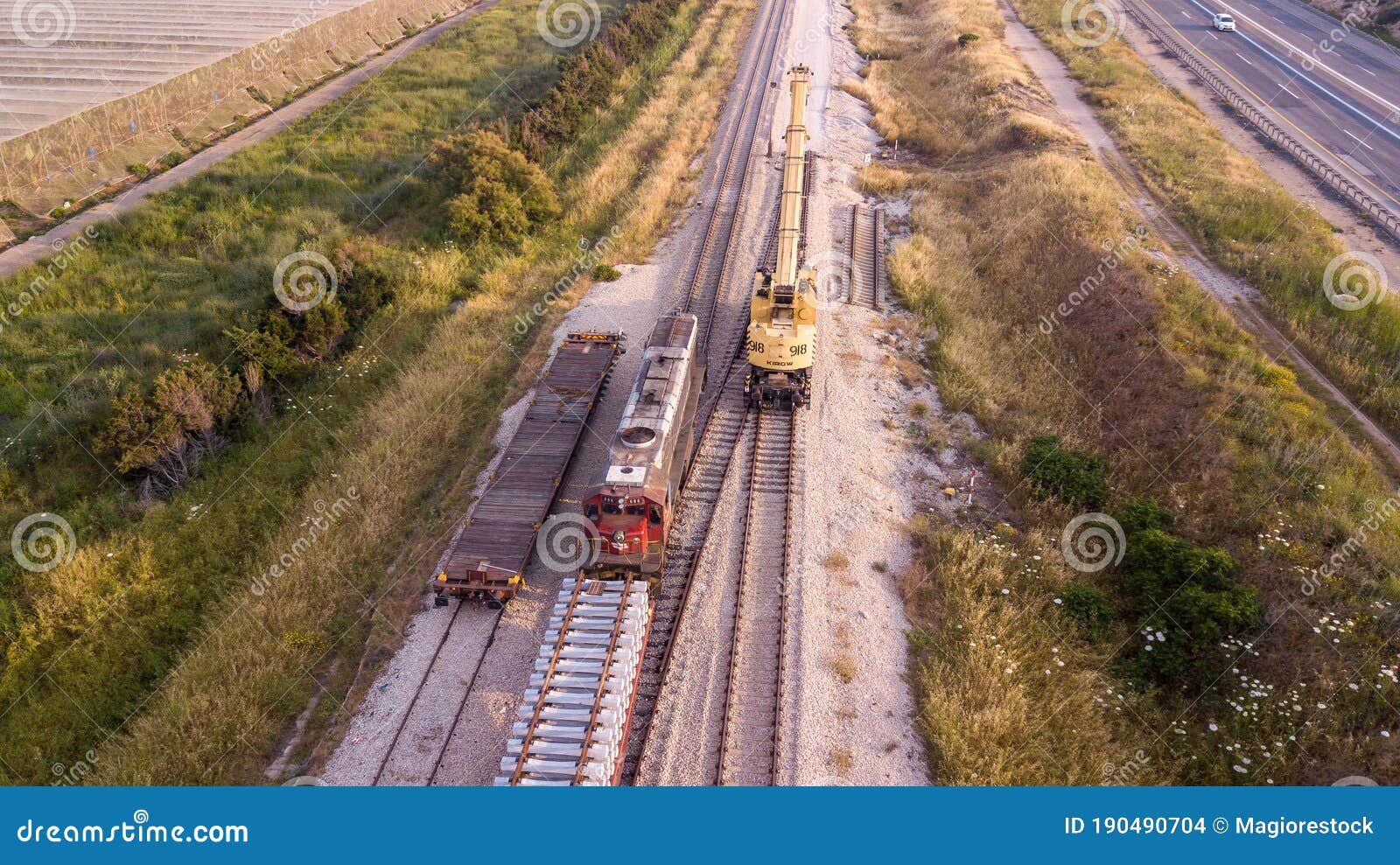 Rail Tracks Maintenance Process. Repairing Railway. Stock Photo Image