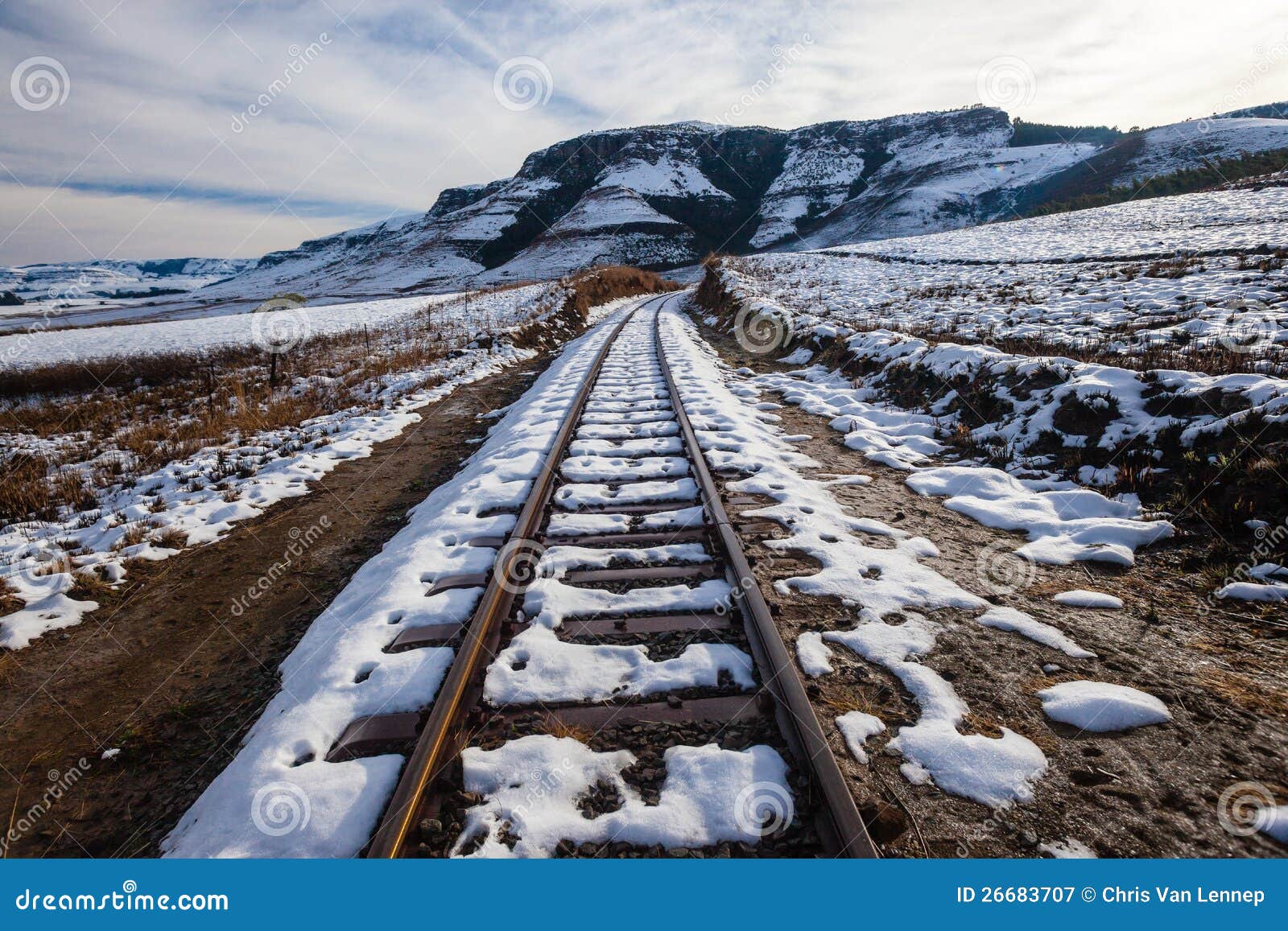 Rail Tracks Snow Mountains Royalty Free Stock Photography Image 26683707