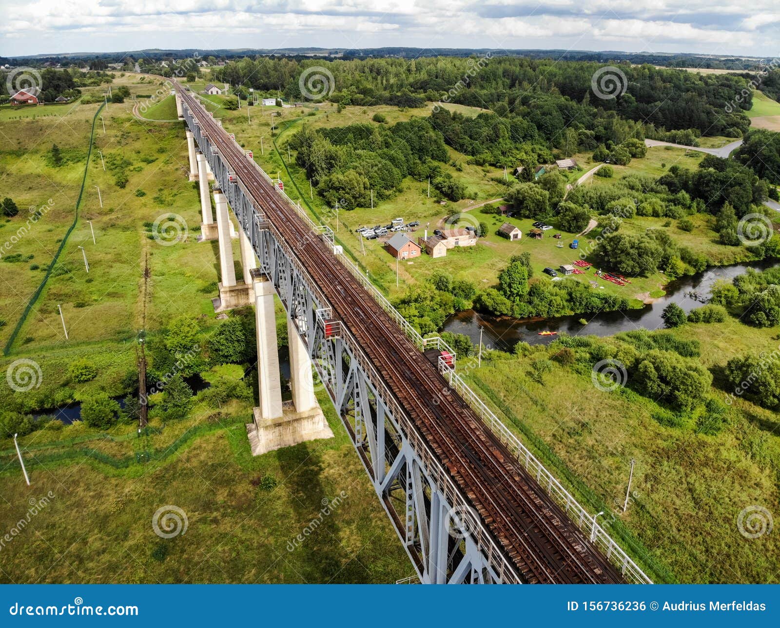 railroad bridge of lyduvenai, lithuania. longest bridge in lithuania