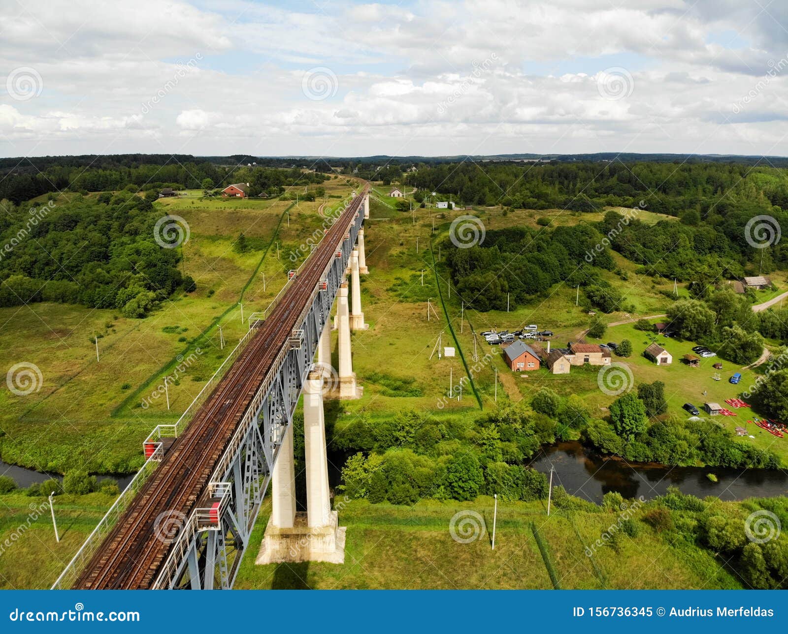 railroad bridge of lyduvenai, lithuania. longest bridge in lithuania