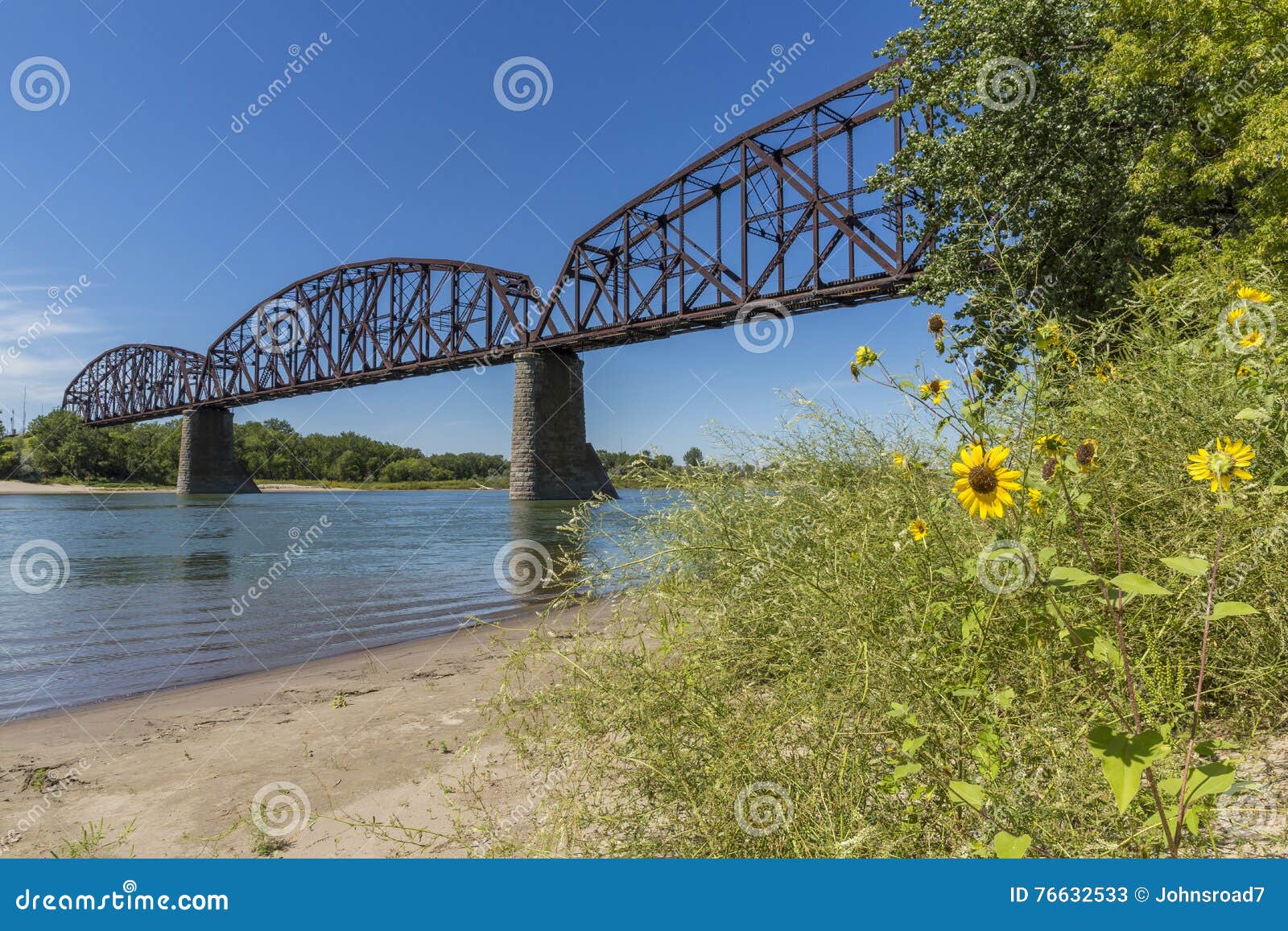 Railroad Bridge Over Missouri River Stock Image Image of bridge