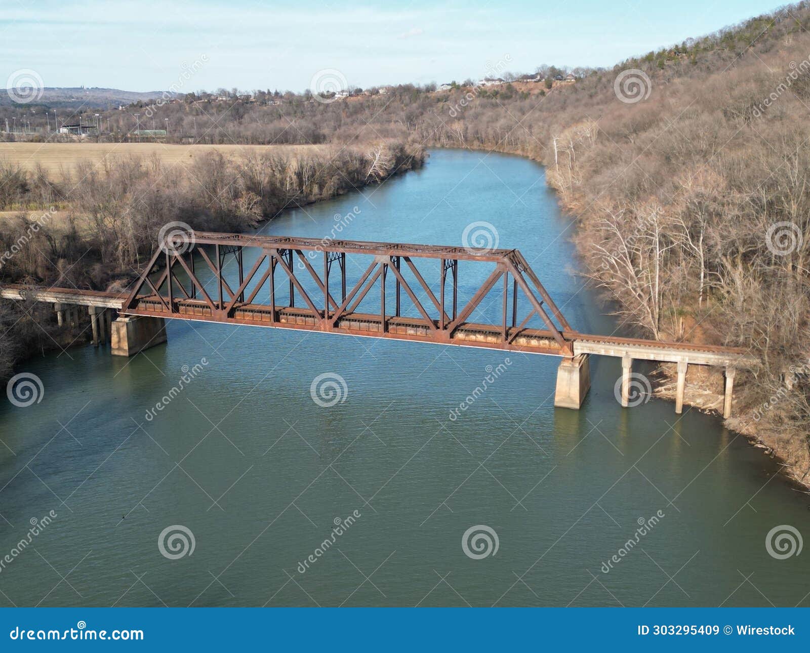 Railroad Bridge Spanning Lee Creek in Van Buren, Arkansas Stock Image