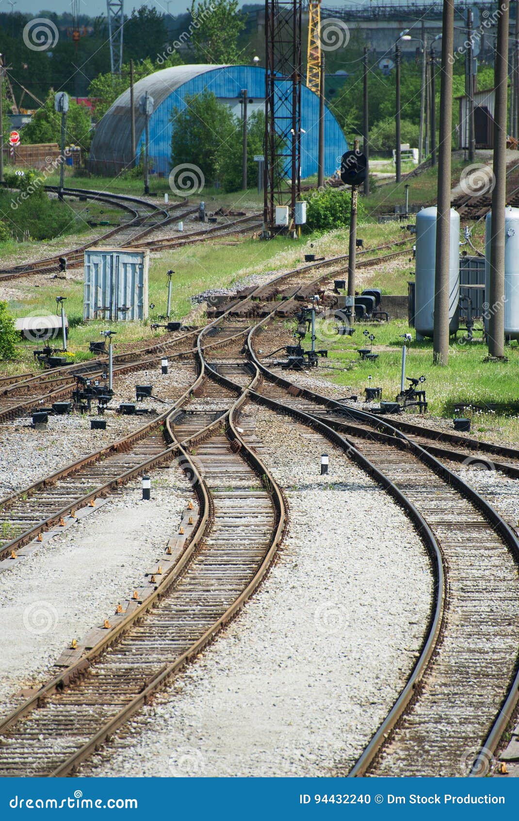 Railroad junction. stock photo. Image of industry, crossroad 94432240