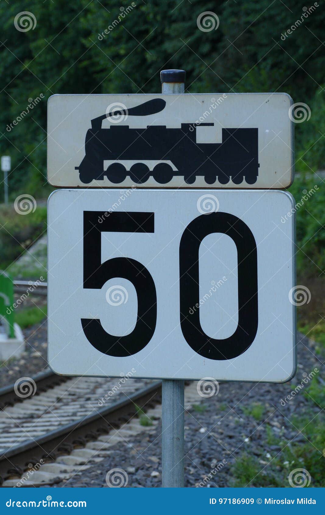Railroad sign speed limit stock image. Image of outdoor 97186909