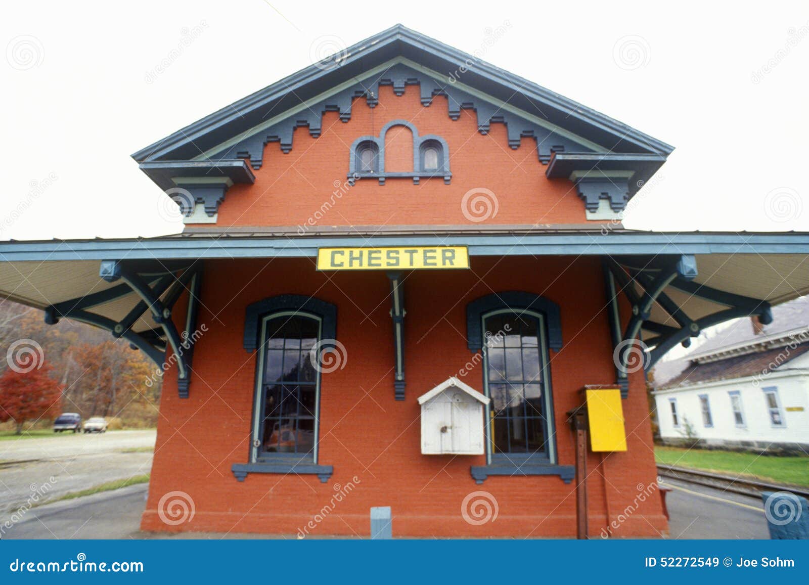 Railroad Station in Chester, VT Stock Image Image of green, train