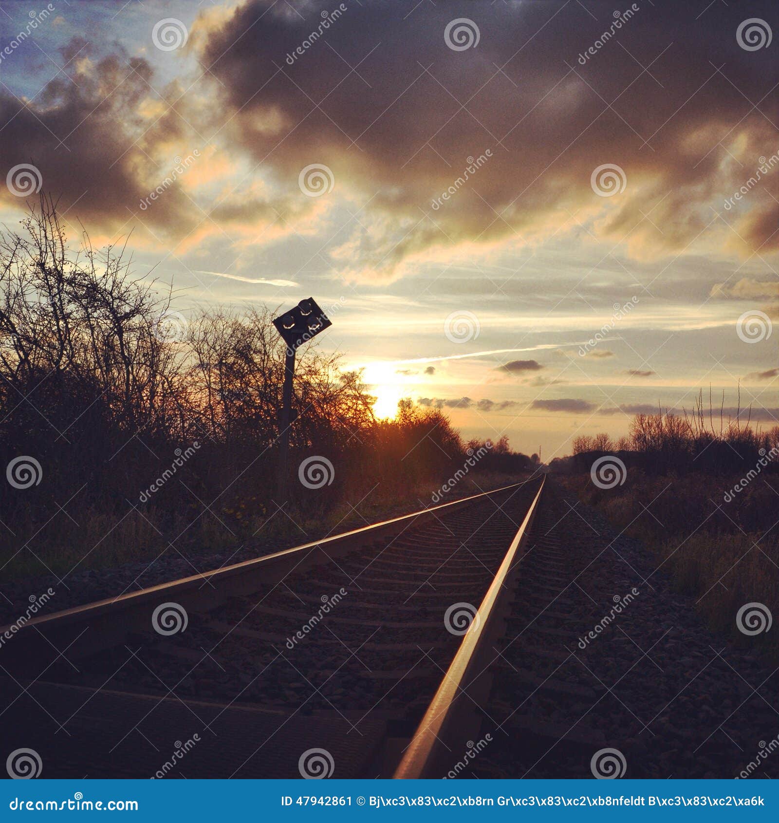 railroad in the sunset