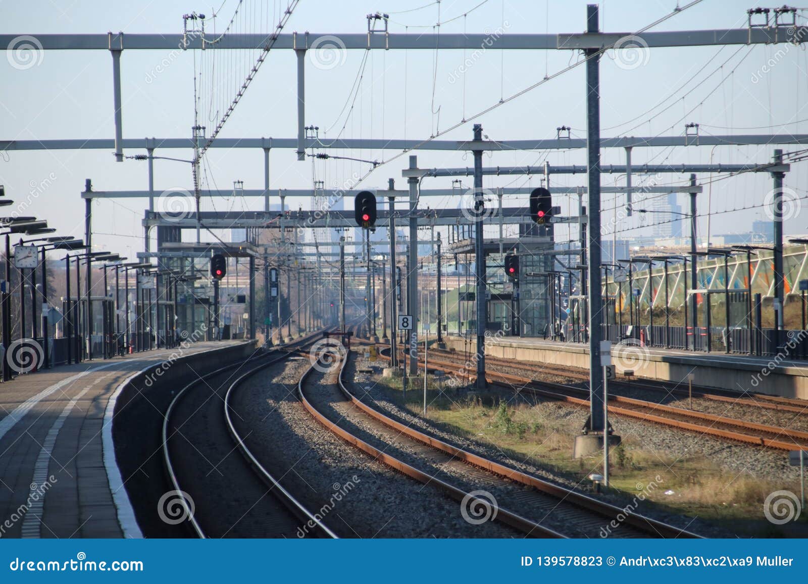 Railroad Track at Train Station Den Haag Ypenburg in the Hague in the ...
